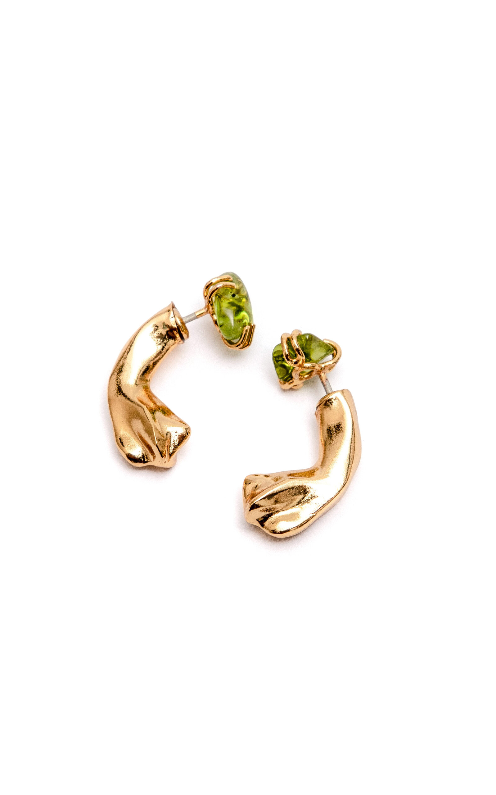 Sara Y Flora Peridot Petal Curve Earrings In Gold