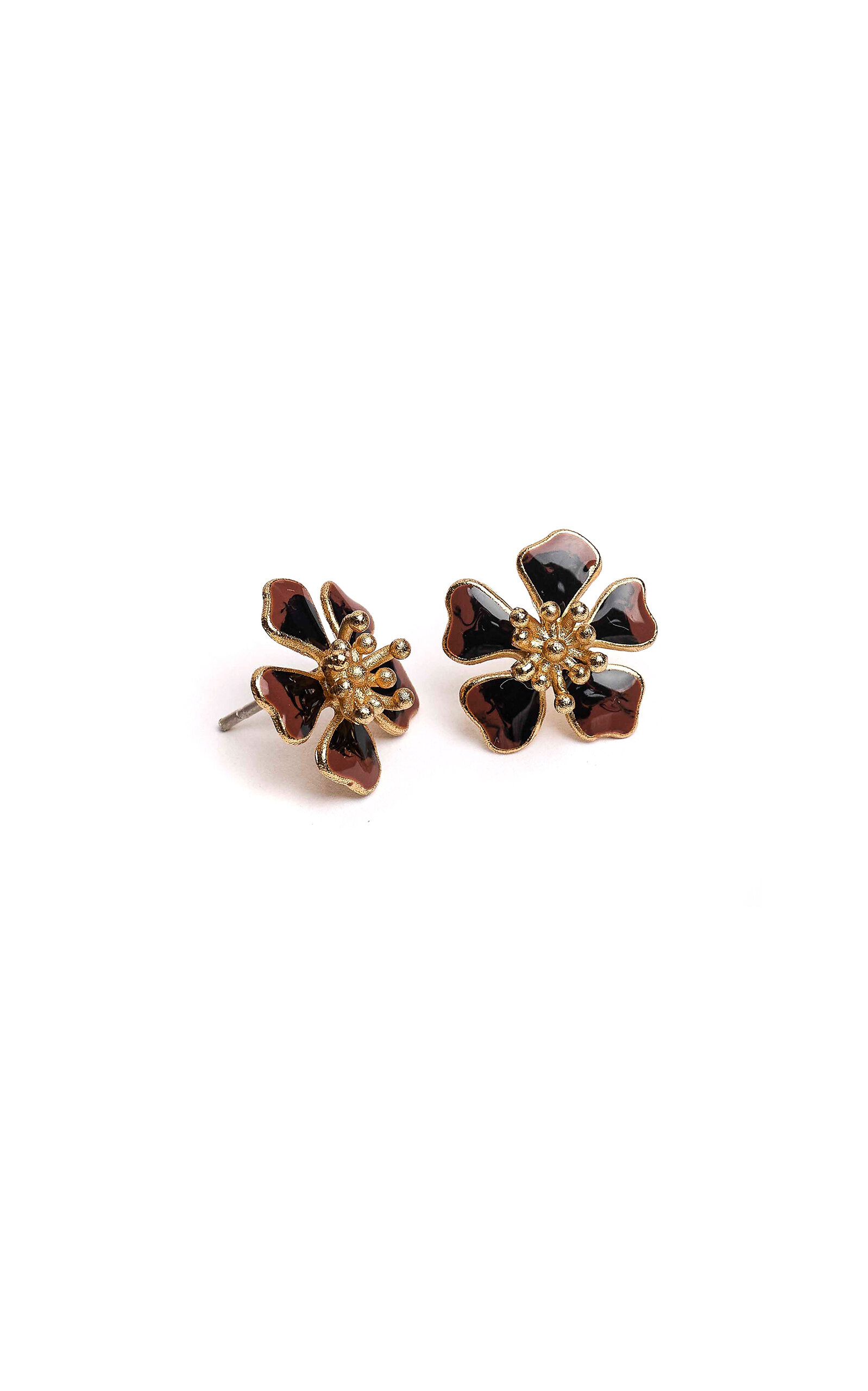 Sara Y Flora Black Aurora Mini Studs In Gold
