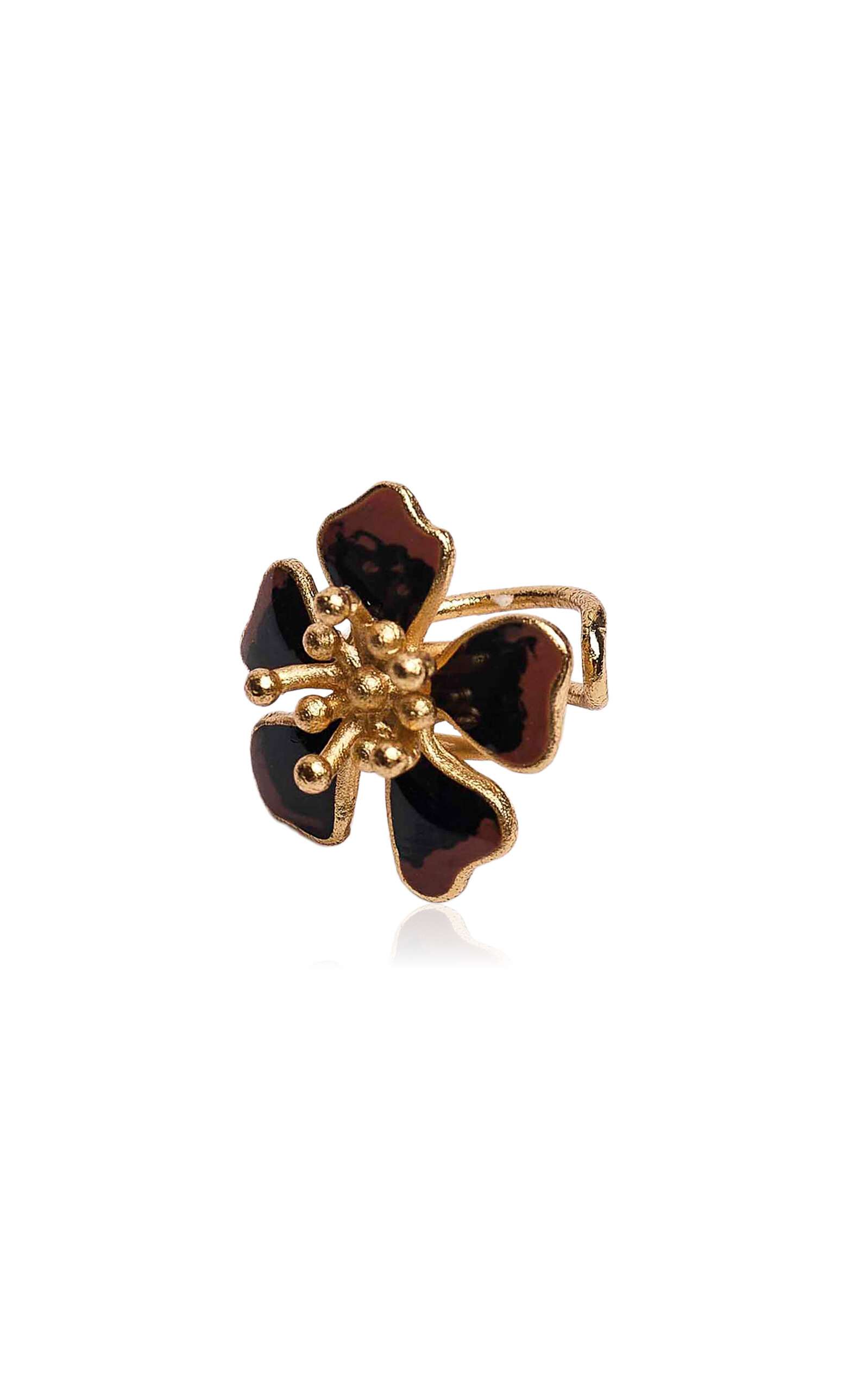 Sara Y Flora Black Aurora Mini Earcuff In Gold