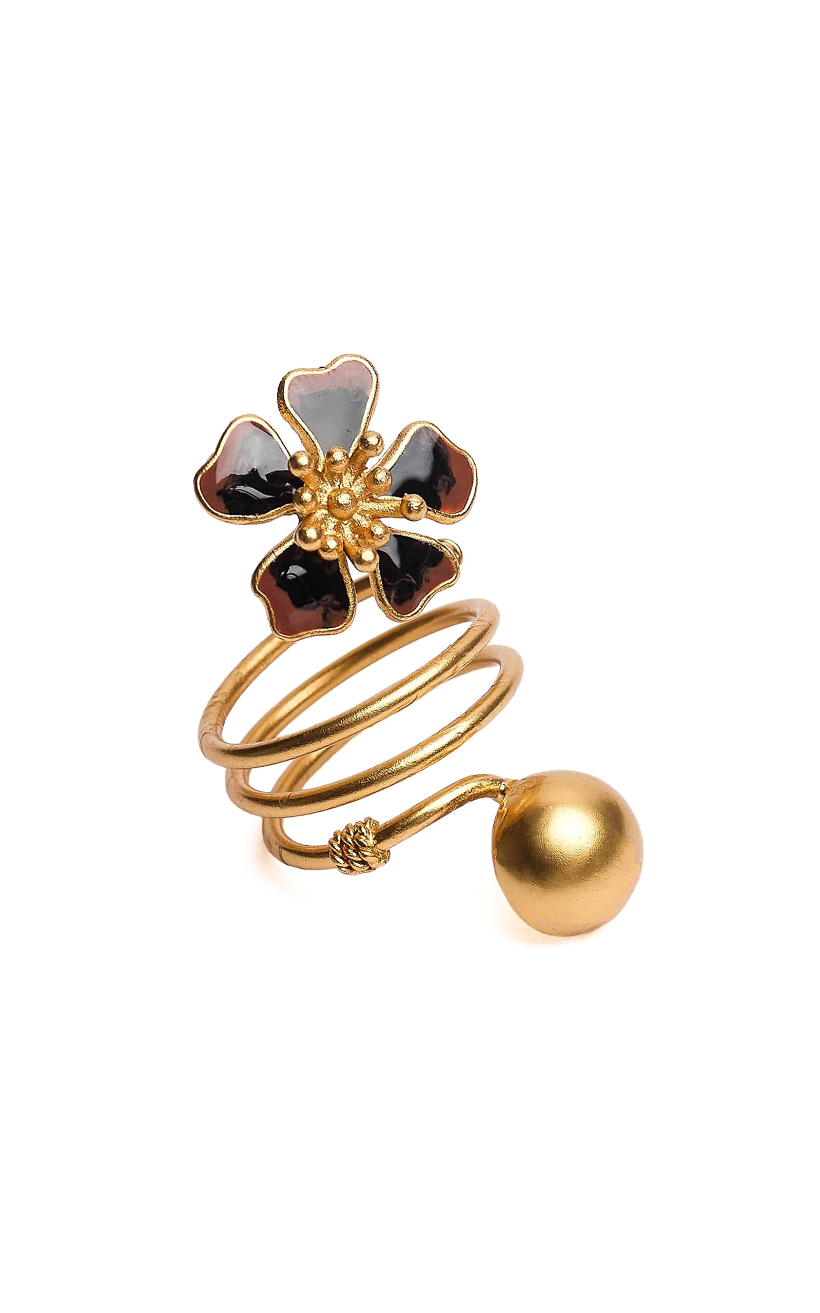 Sara Y Flora Black Aurora Mini Ring In Gold