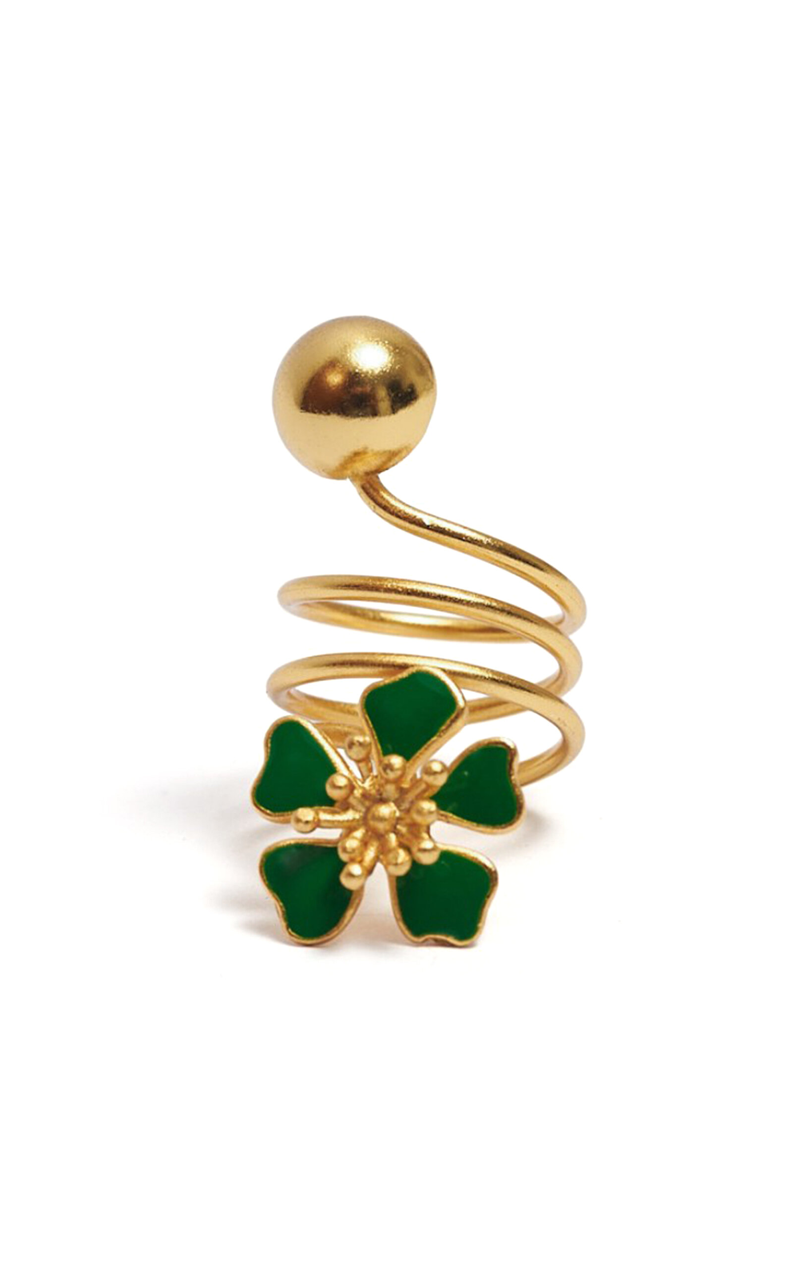 Sara Y Flora Green Aurora Mini Ring In Gold