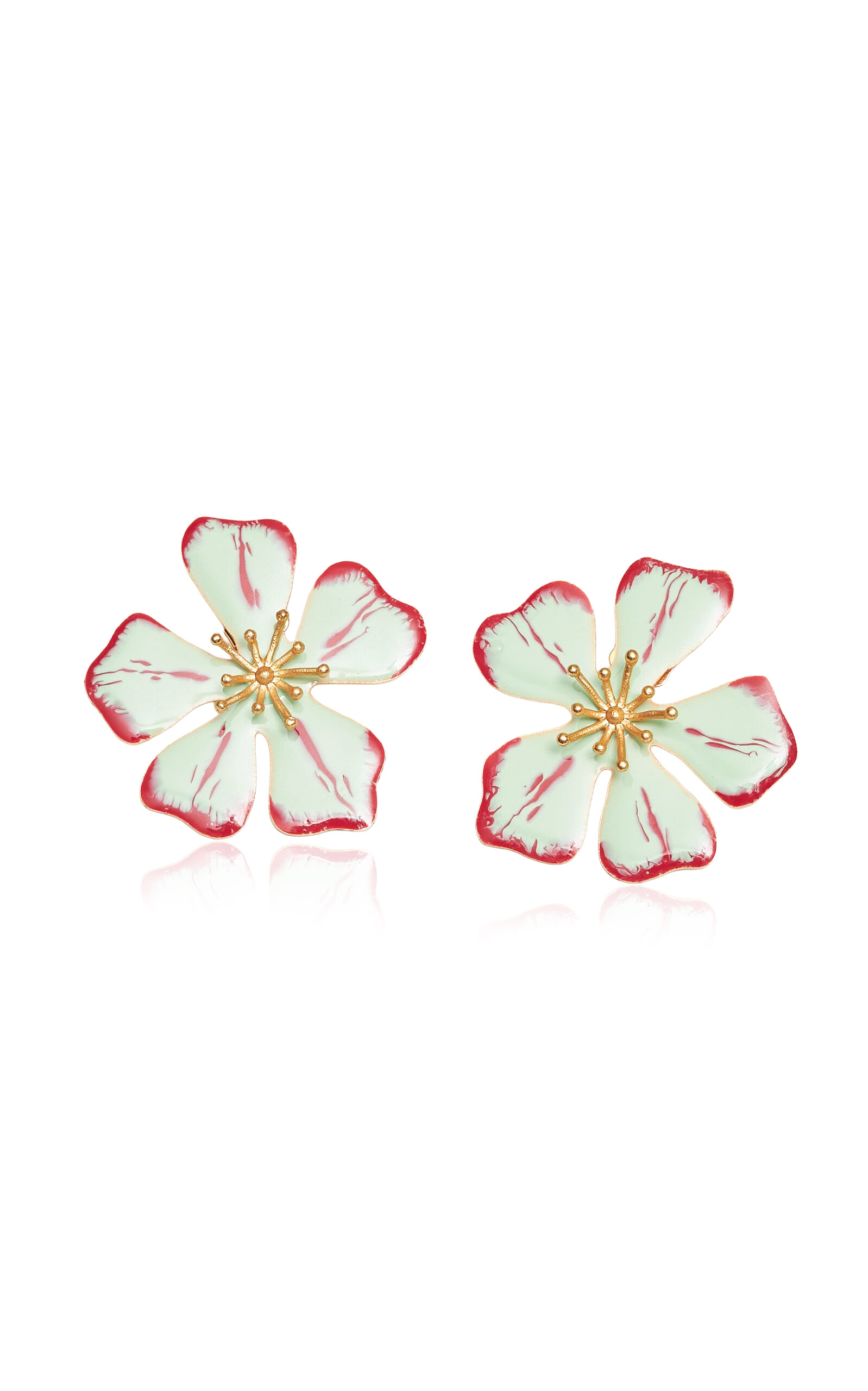 Sara Y Flora Swirl Green Aurora Maxi Studs In Gold