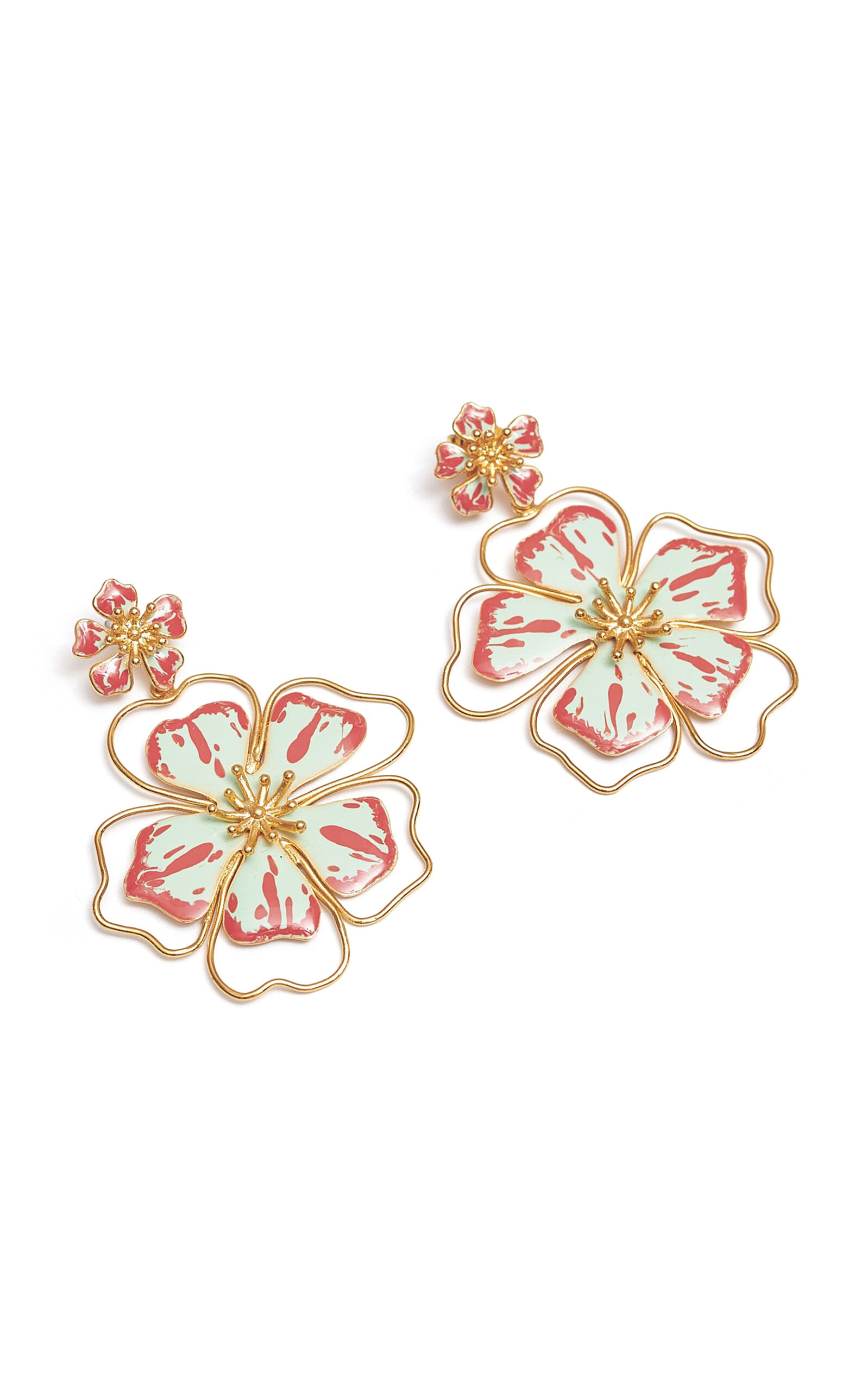 Sara Y Flora Swirl Green Andreae Earrings In Gold