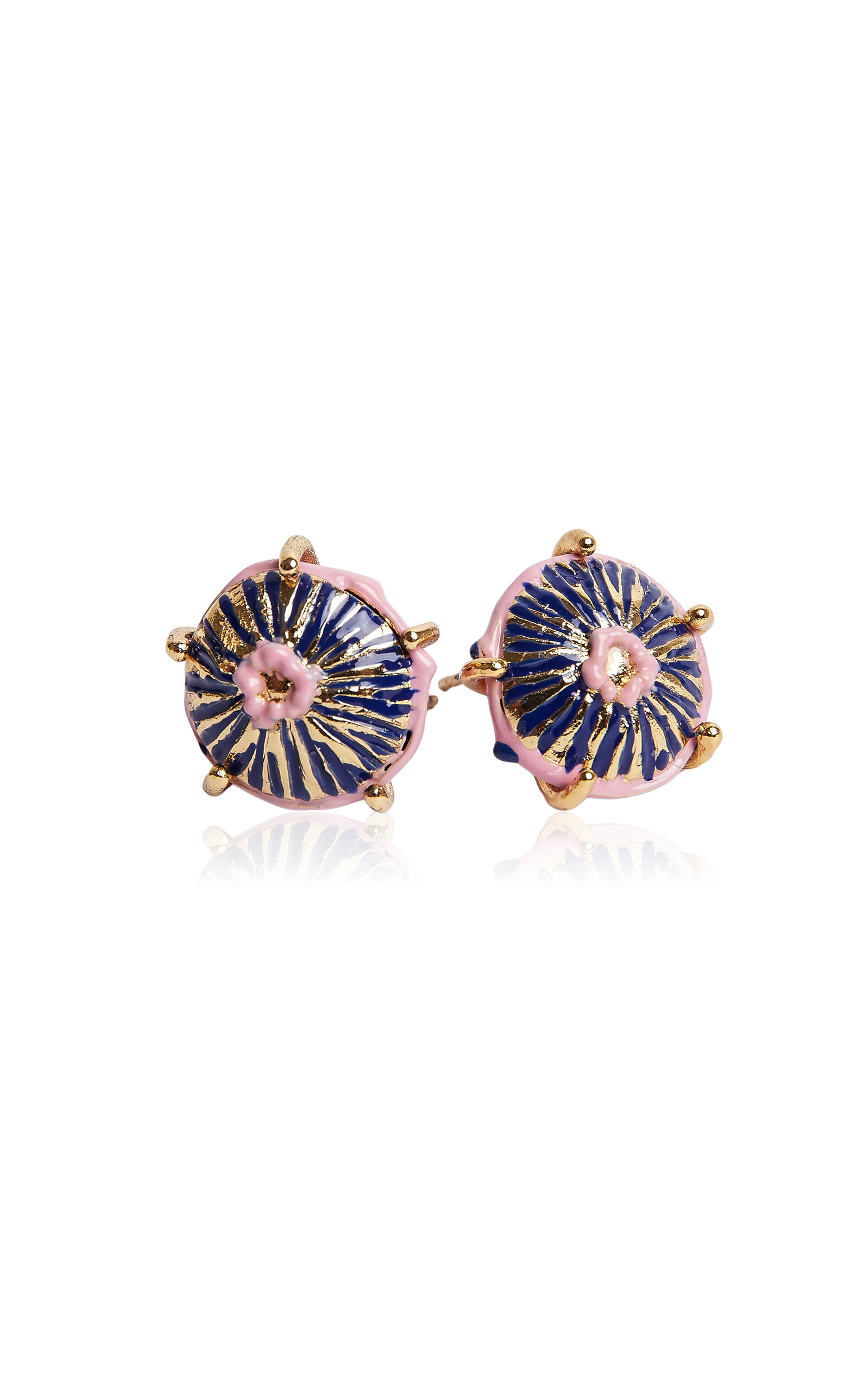 Sara Y Flora Blue Midi Sombrerito Earrings In Gold