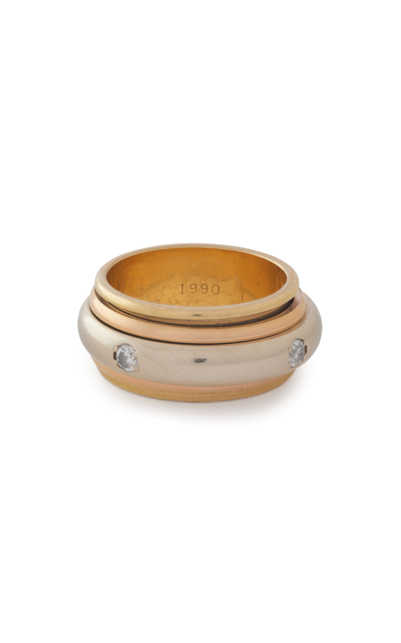 Stephanie Windsor 18k Rose Gold & Yellow Gold And White Gold Vintage Cartier Trinity Spinner Ring