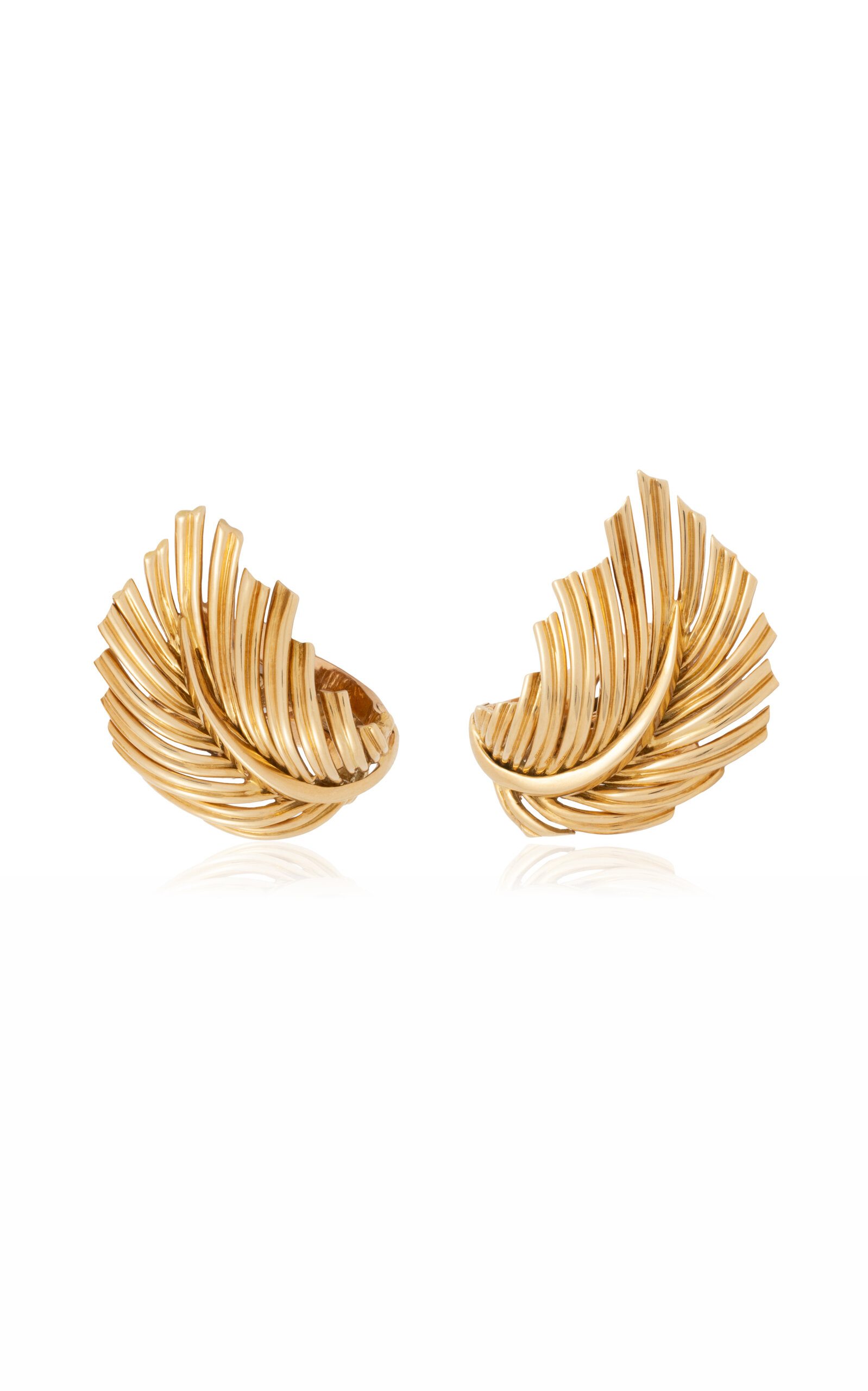 Stephanie Windsor 18k Yellow Gold Vintage Van Cleef And Arpels Gold Leaf Earrings