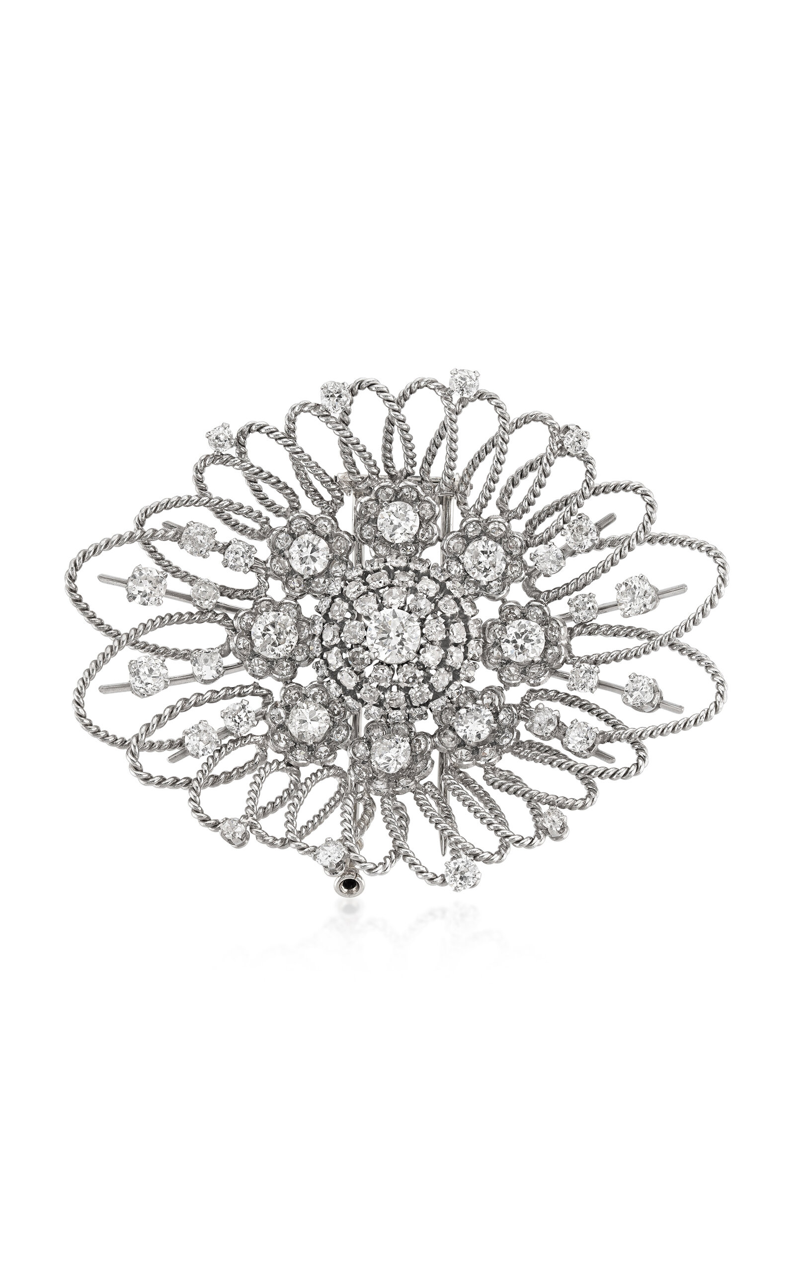 Lauren Deyoung Jewelry Mellerio Platinum 18kt White Gold And Diamond Brooch In Silver