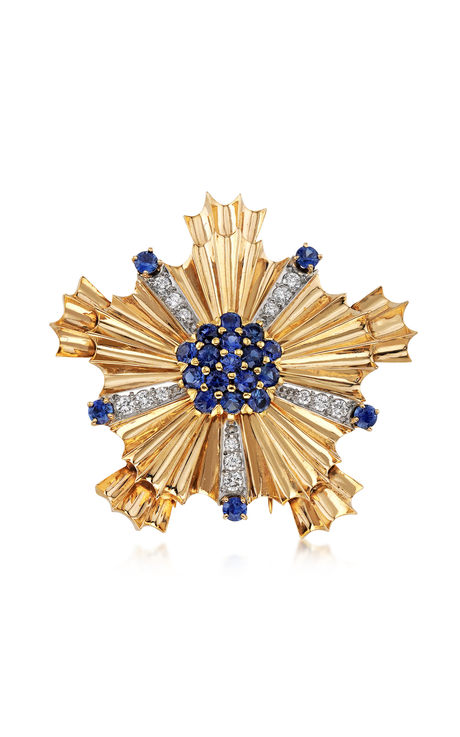 Lauren Deyoung Jewelry Tiffany & Co. 14kt Yellow Gold; Sapphire; And Diamond Brooch