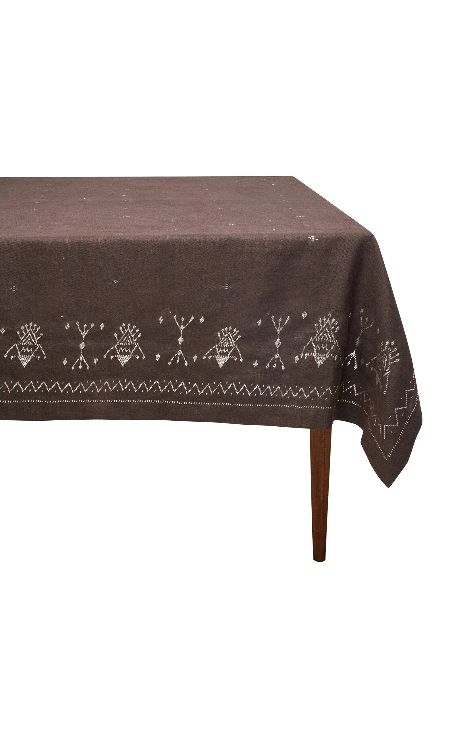 The Levant Shop The Palmyra Sky Tablecloth; Tobacco In Brown