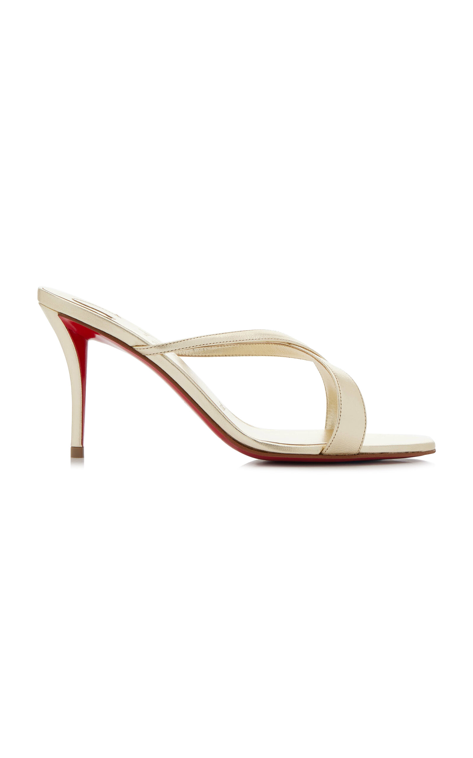Christian Louboutin Mulazee Cross 80mm Metallic Leather Sandals