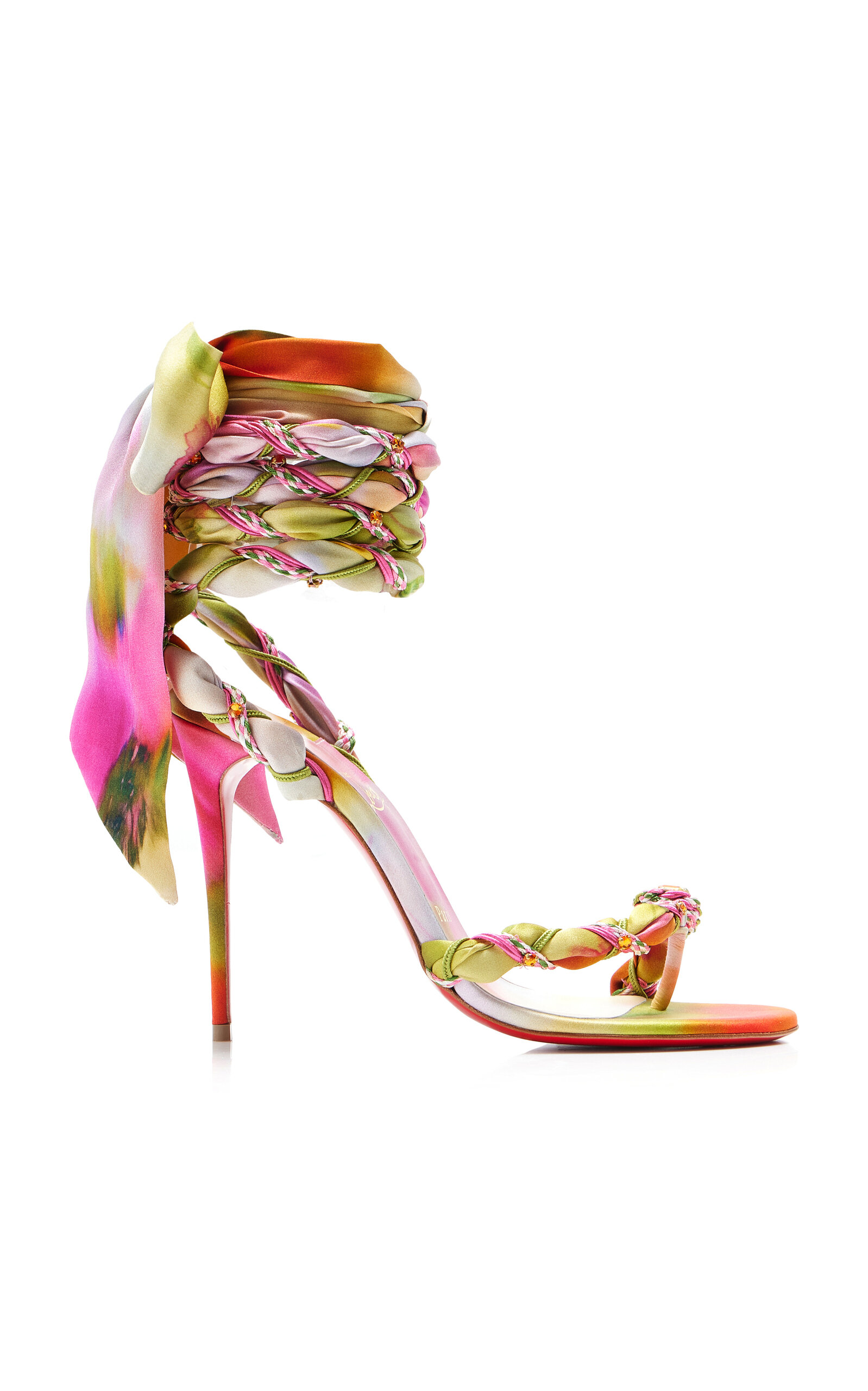 Christian Louboutin Exclusive La Isla Vaporetta 100mm Satin Sandals - Moda Operandi