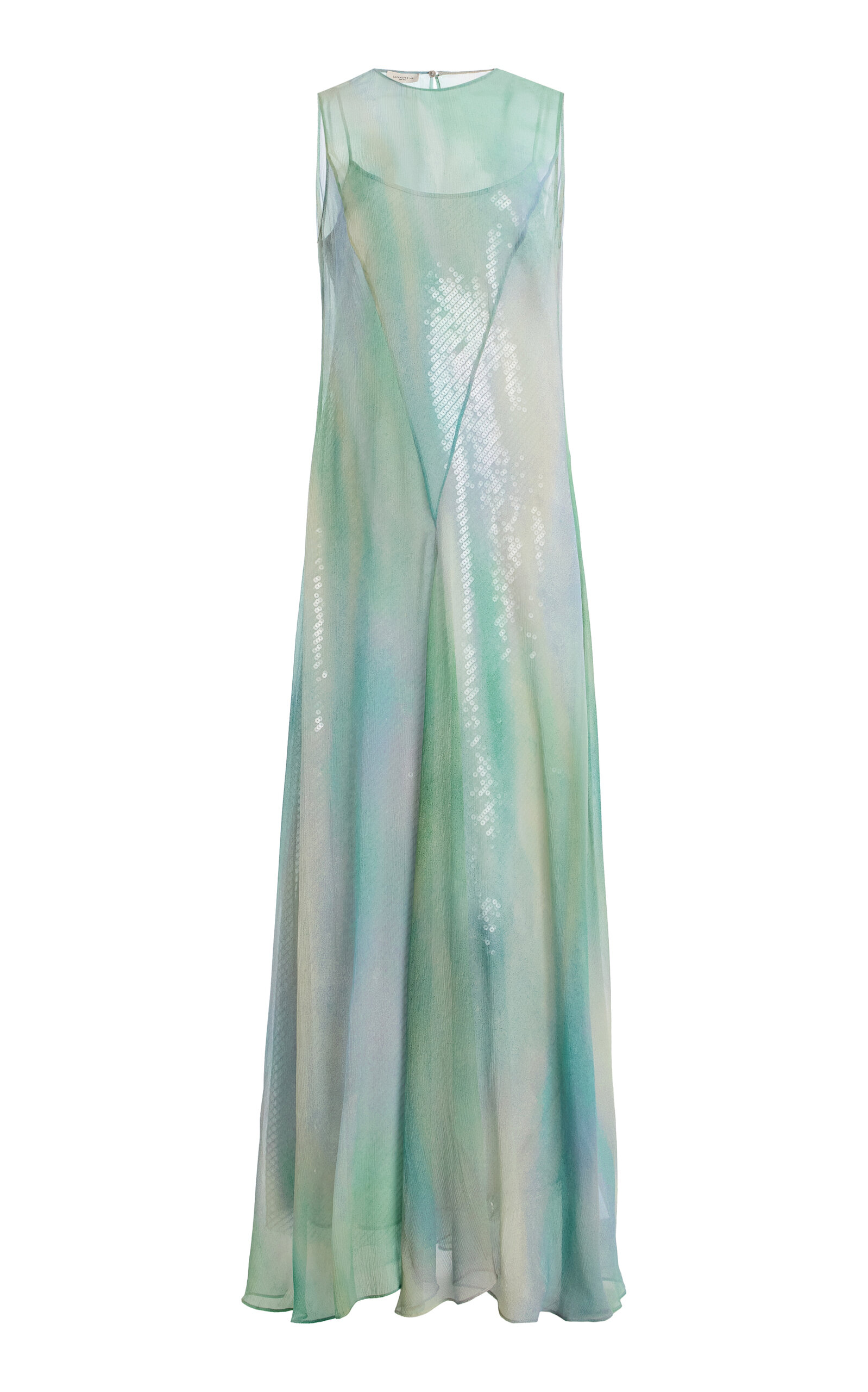 Lafayette 148 Aurora Print Silk Crepon Flared Gown & Sequin Slip