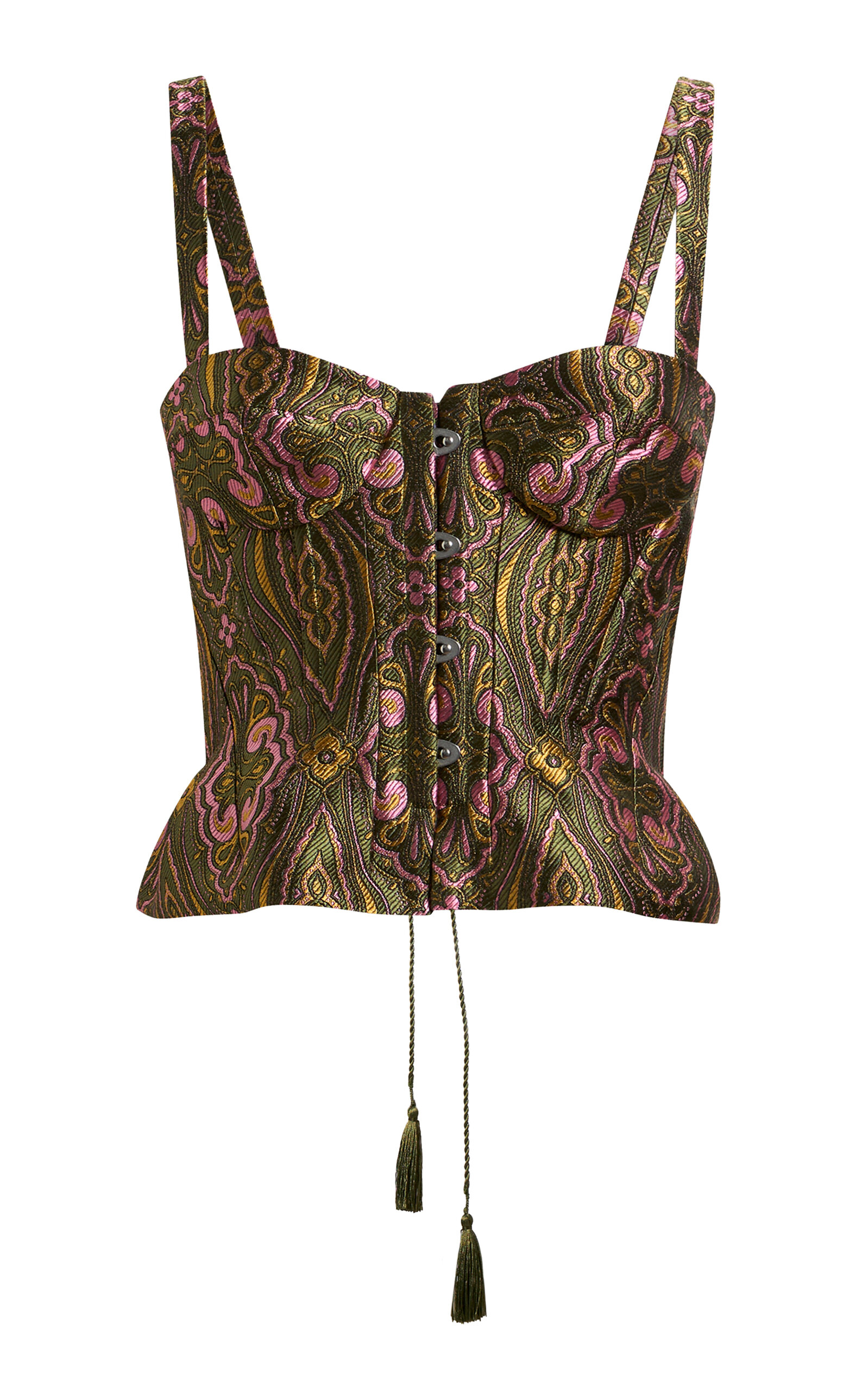Etro Embroidered Corset Top In Green