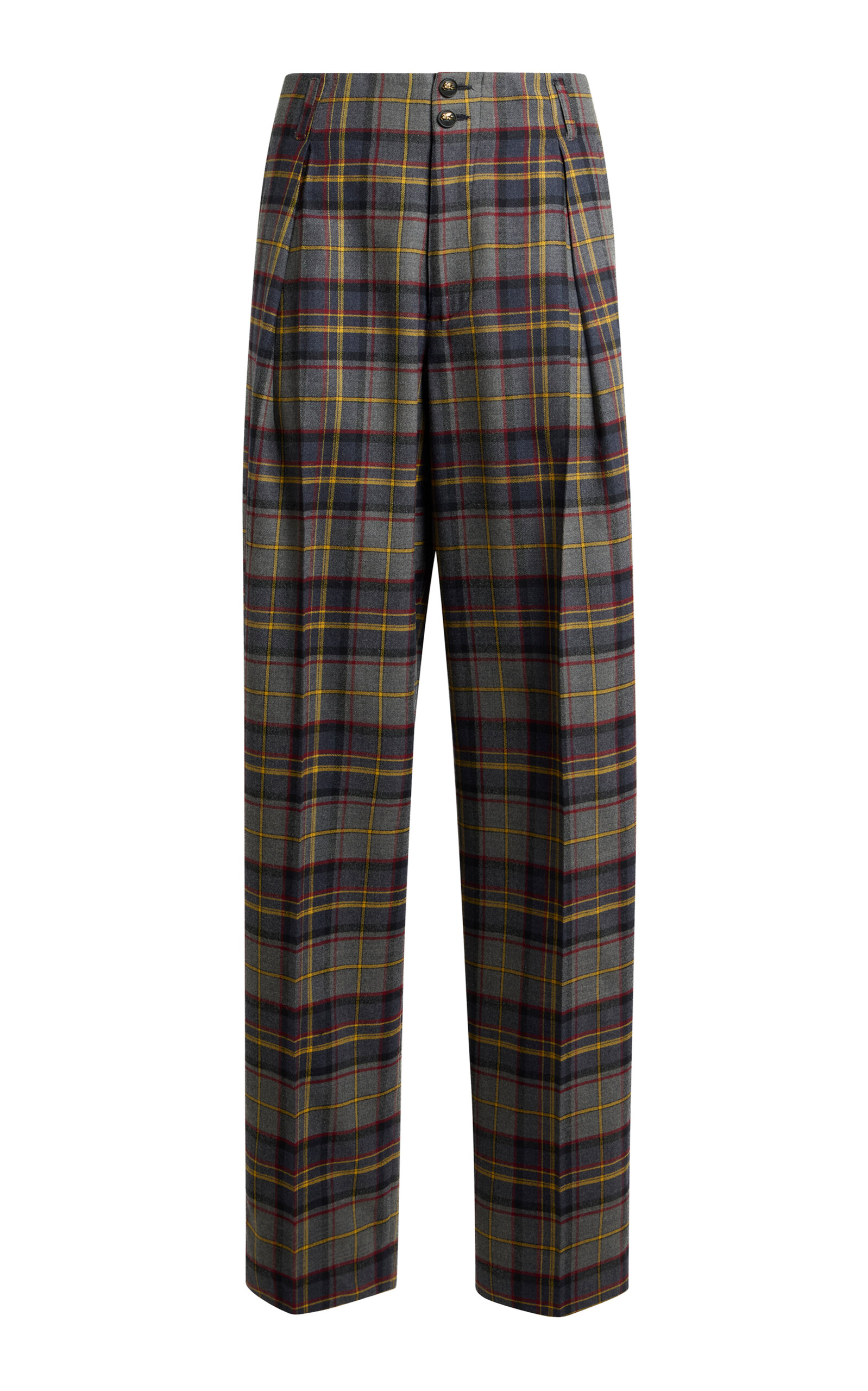 Etro Plaid Stretch-wool Wide-leg Pants In Multi