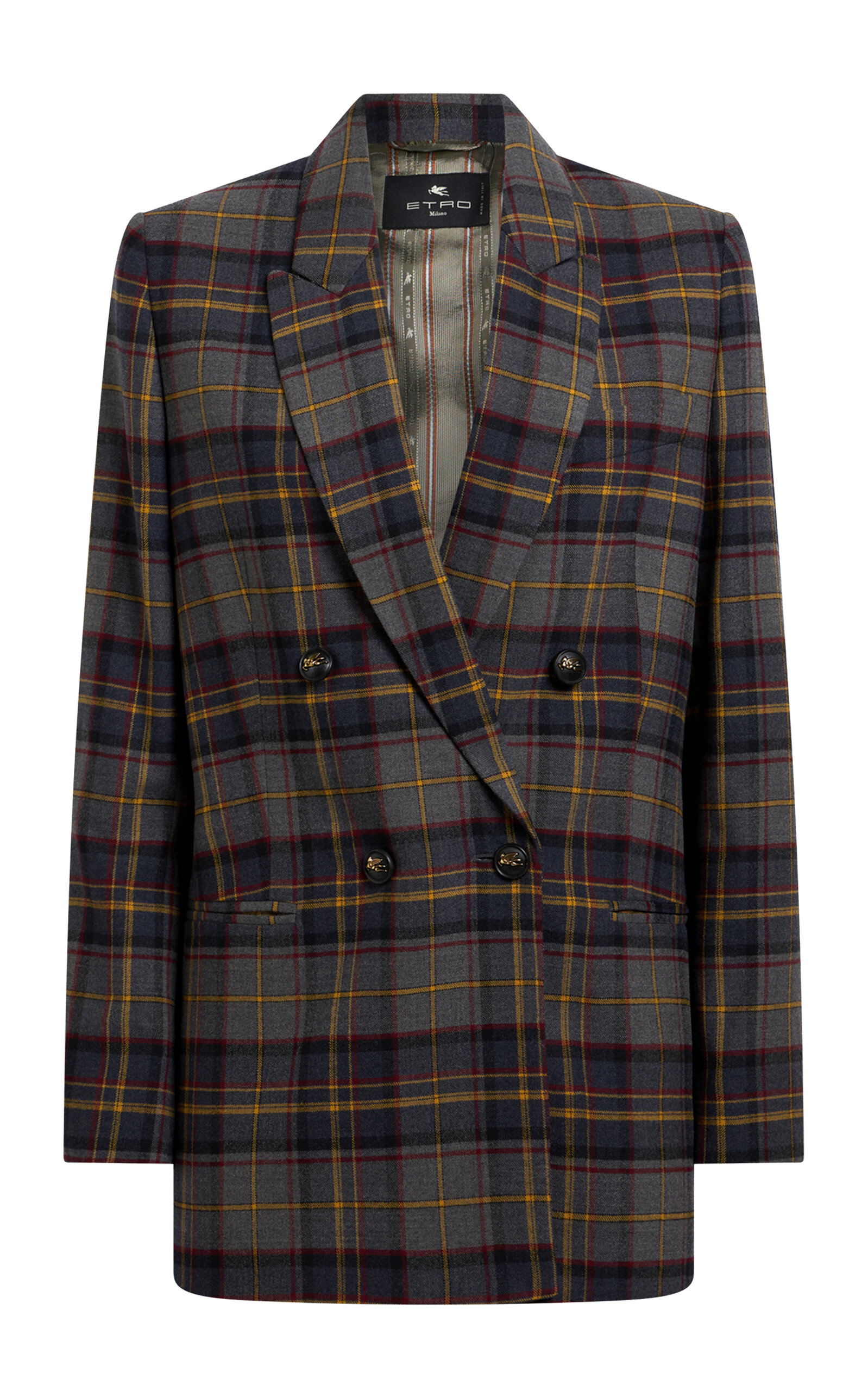 Etro Plaid Stretch-wool Blazer In Multi