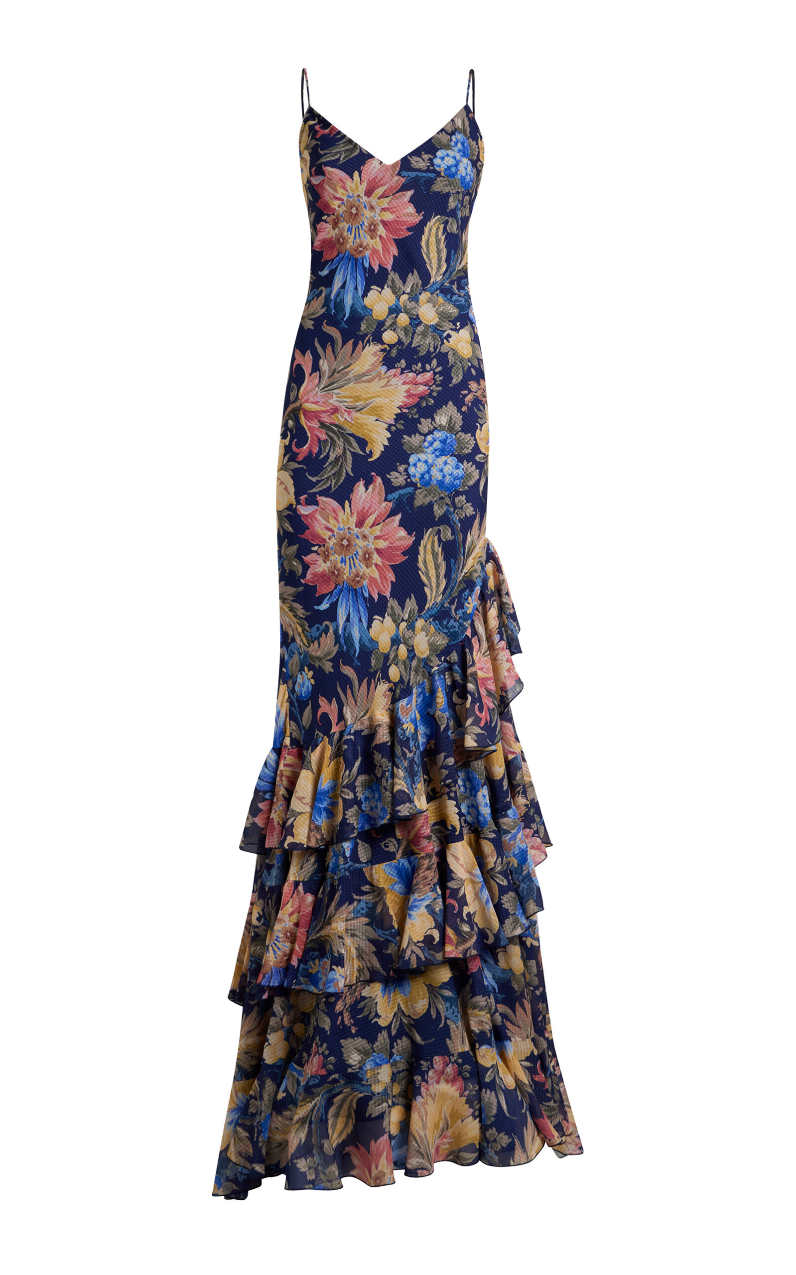 Etro Floral Ruffled Maxi Dress In Pink