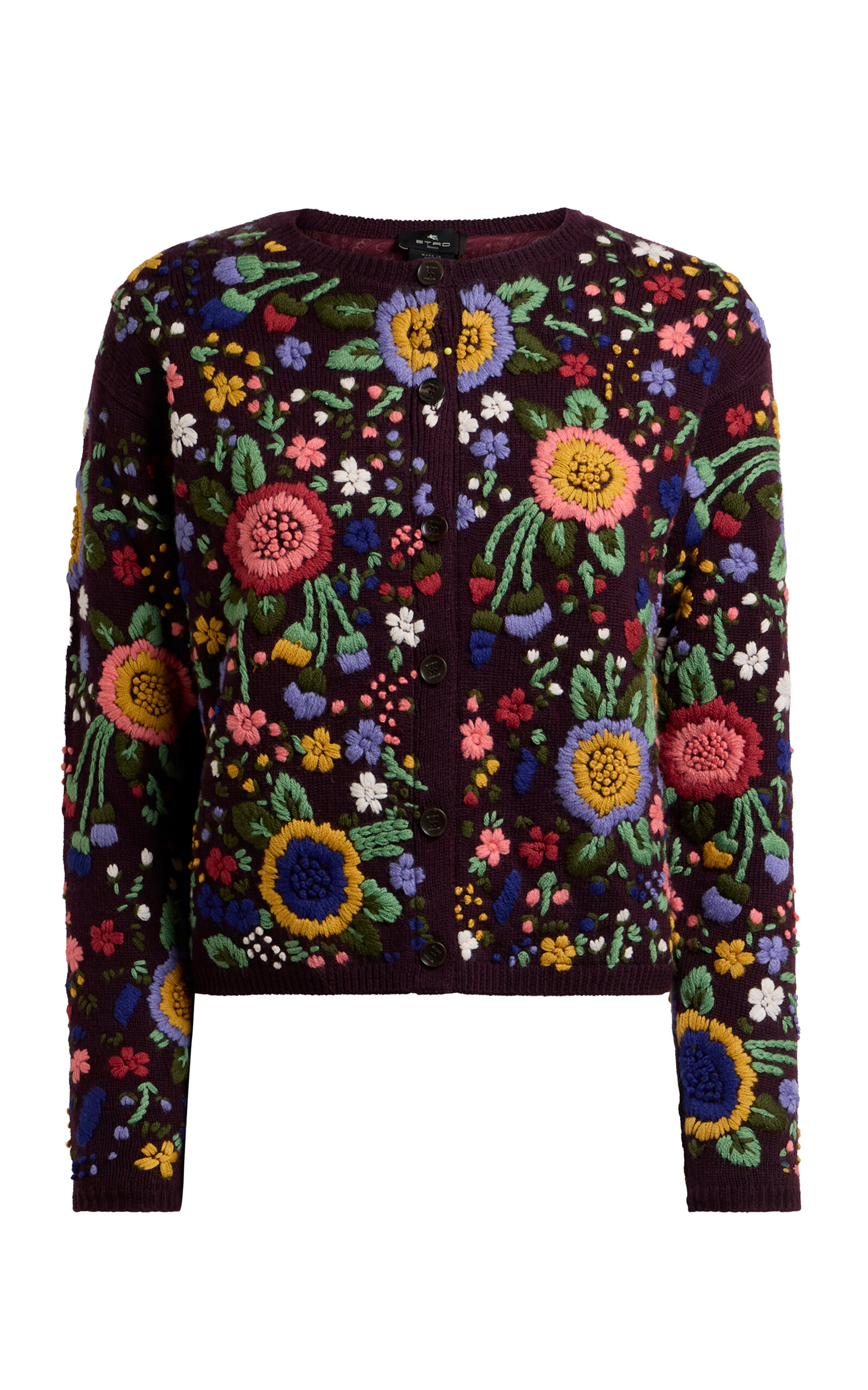 Etro Embroidered Wool Cardigan In Multi