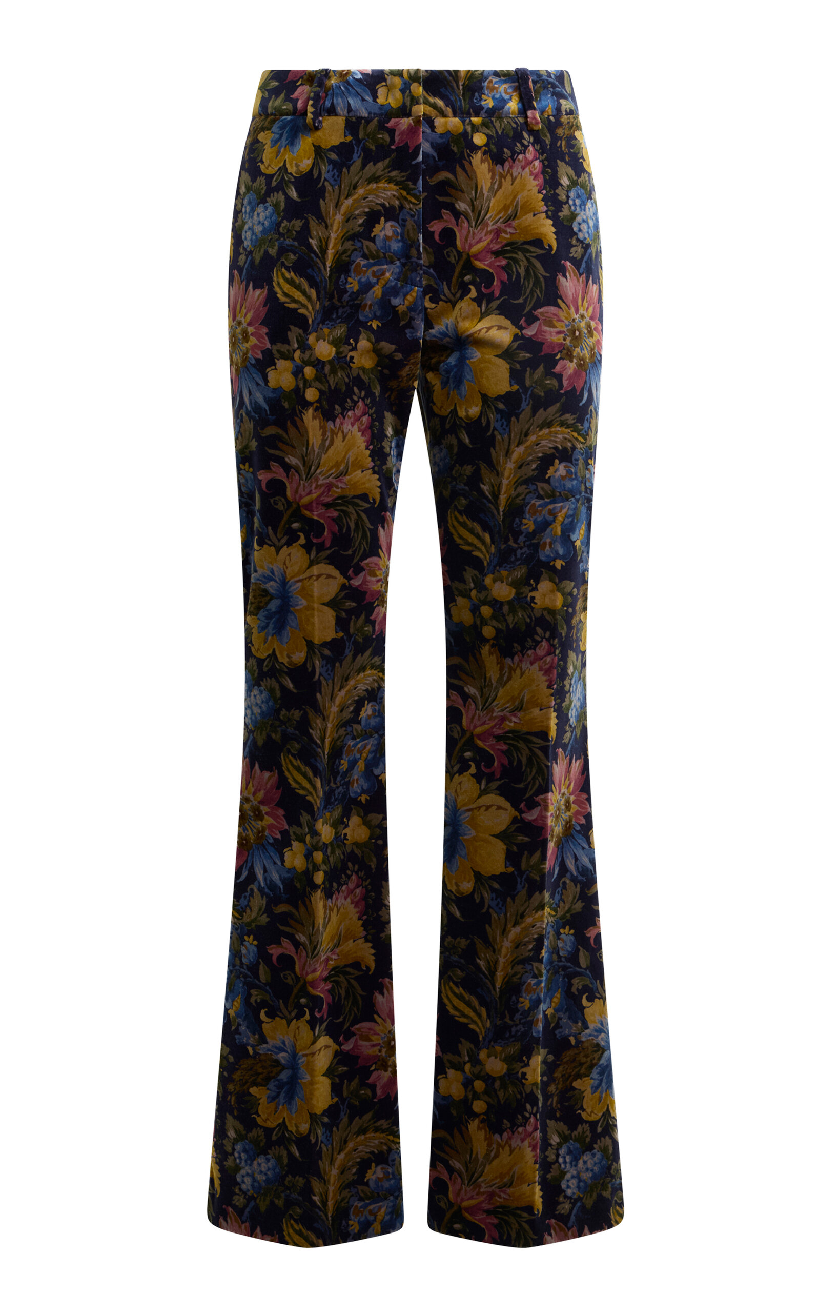 Etro Floral Cotton-Blend Velvet Flared Pants - Moda Operandi