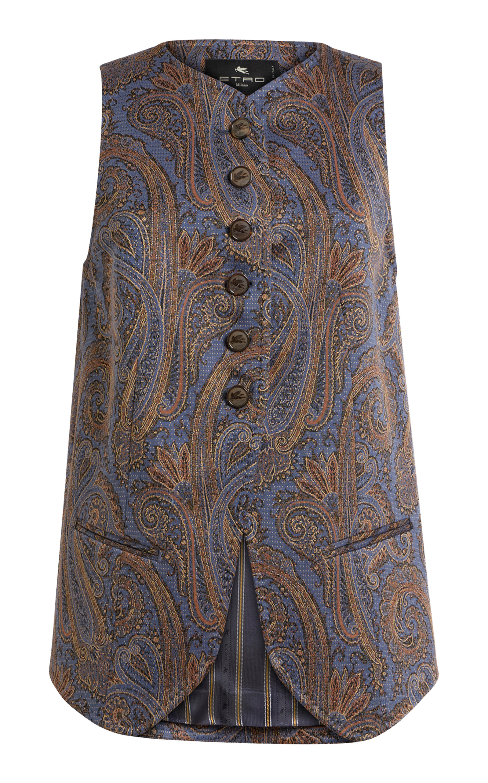 Etro Printed Cotton-blend Vest In Blue