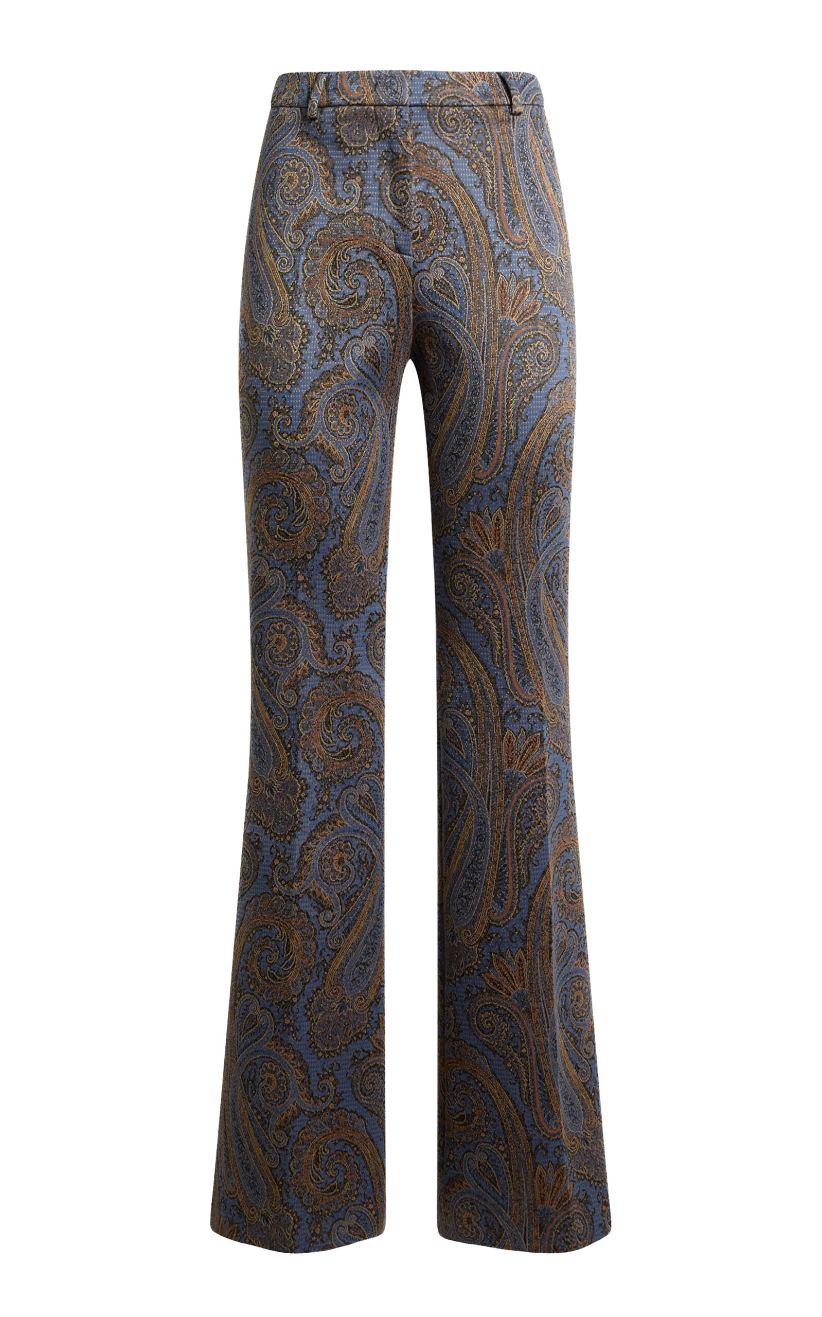 Etro Printed Cotton-blend Flared Pants In Blue