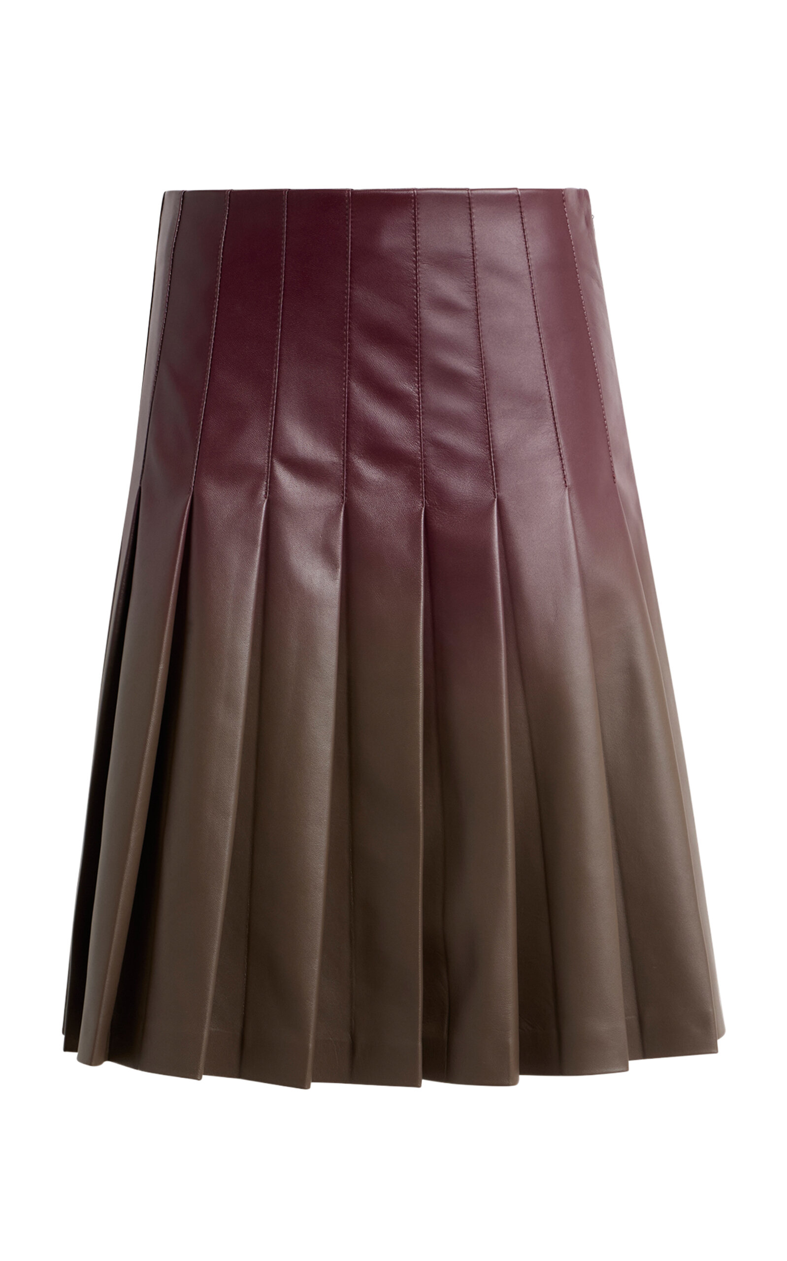 Etro Pleated Leather Knee-length Skirt In Burgundy