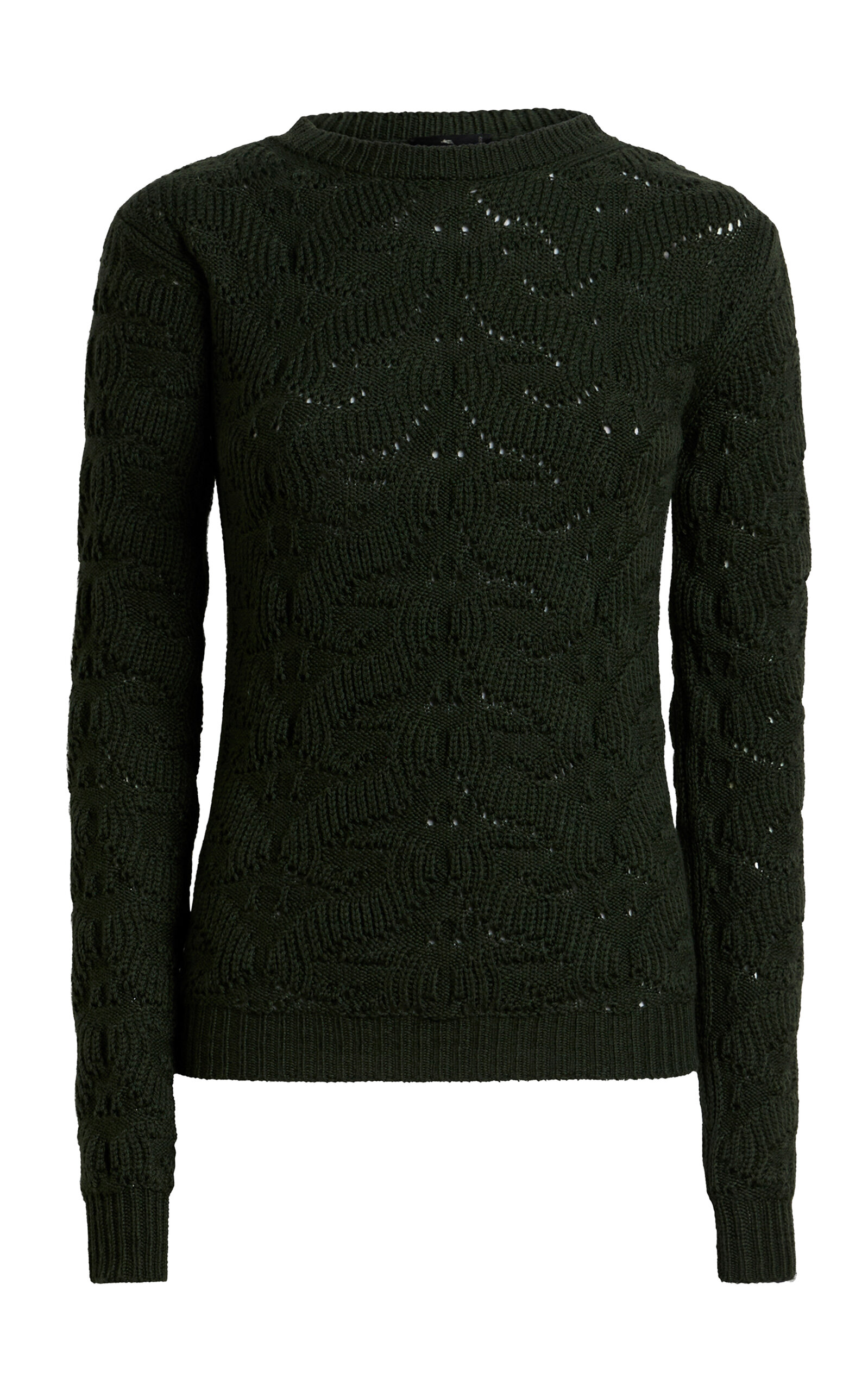 Etro Crewneck Wool-blend Sweater In Green