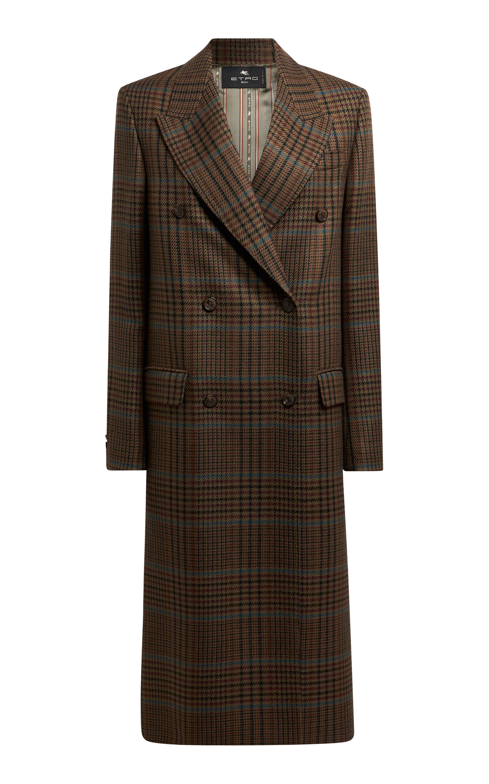 Etro Plaid Wool Coat In Multi
