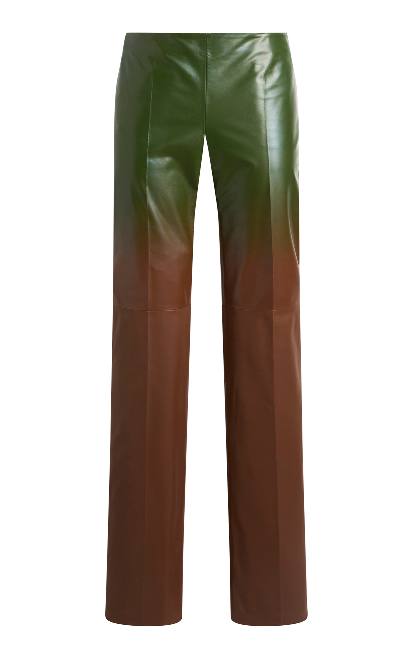 Etro Ombré Leather Straight-leg Pants In Green