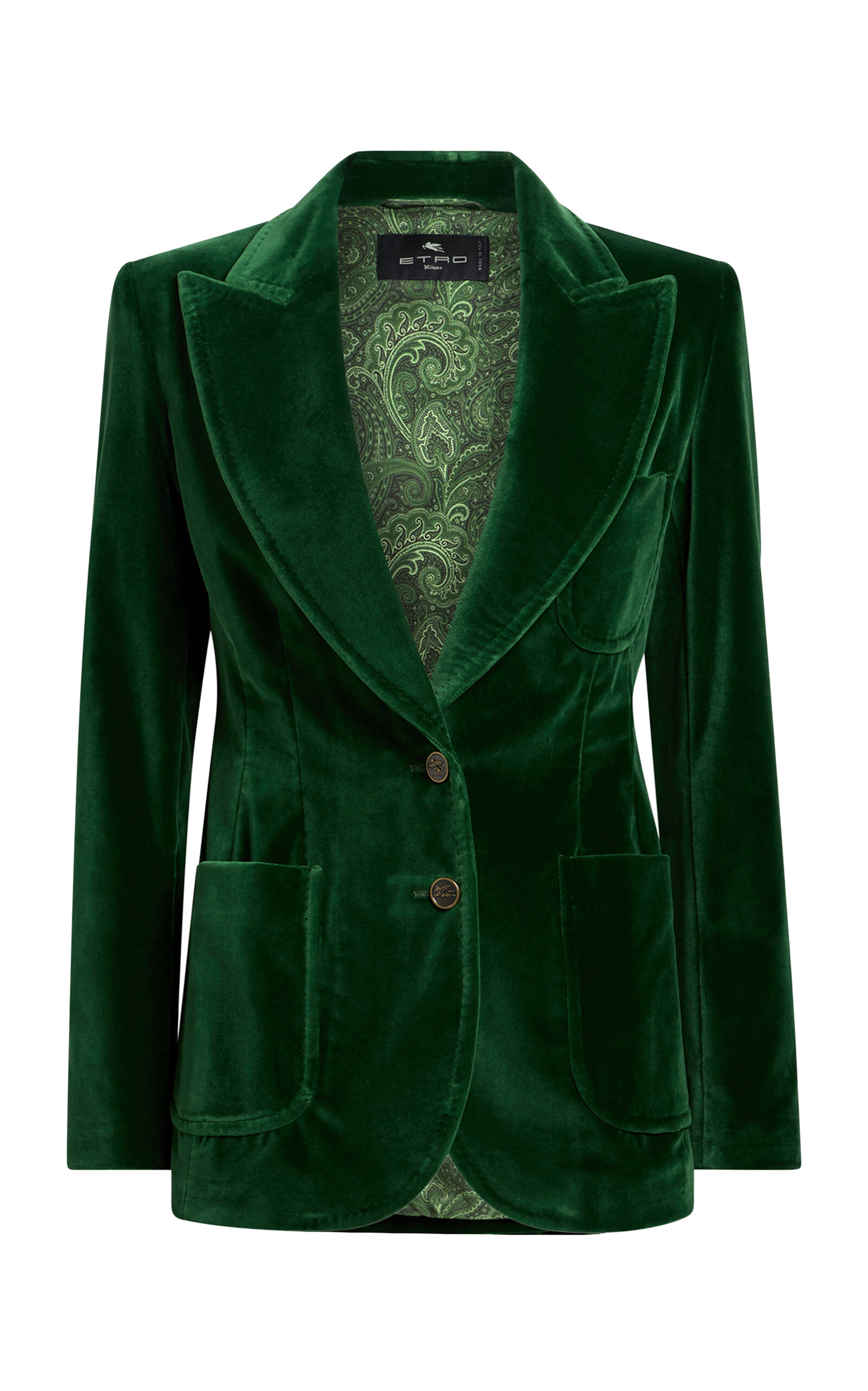 Etro Tailored Velvet Blazer In Green