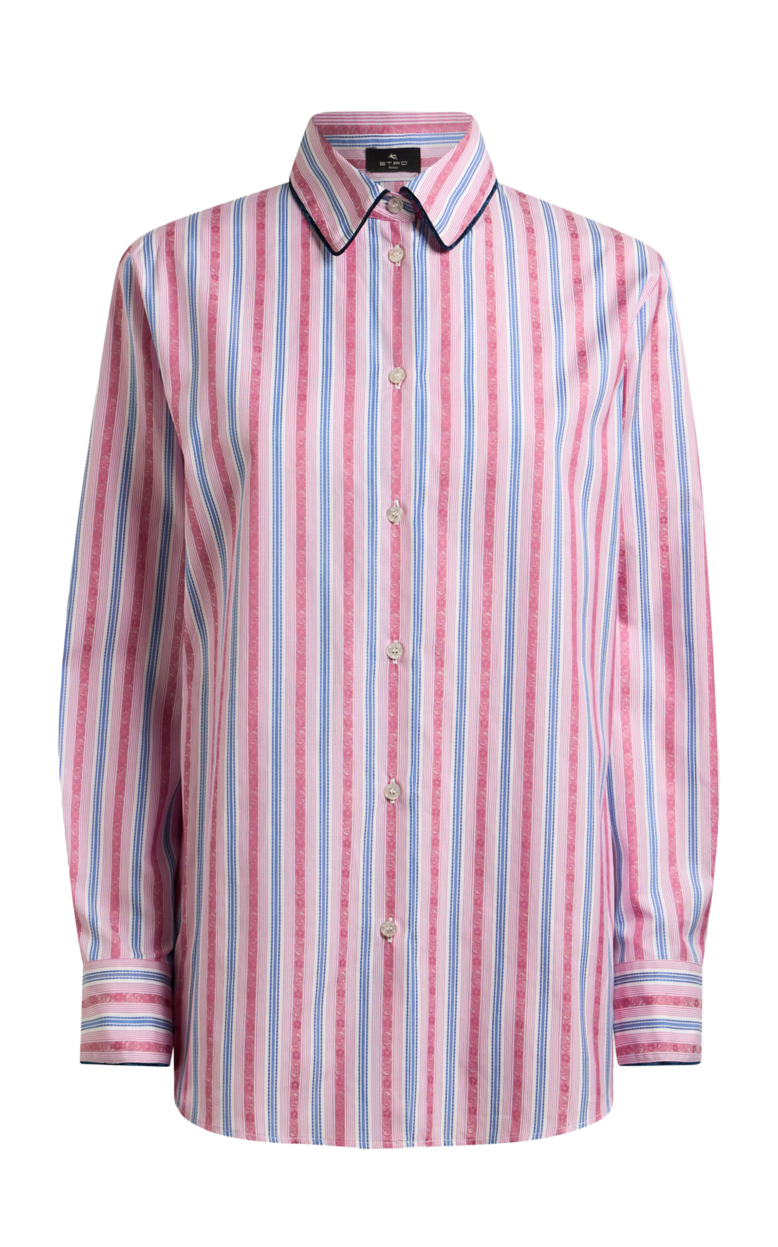 Etro Striped Cotton Shirt In Pink