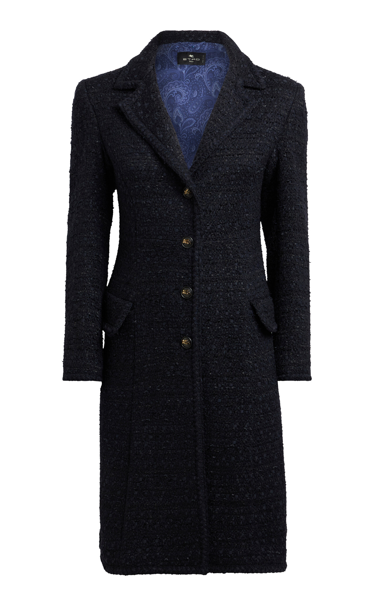 Etro Tailored Wool-blend Coat In Blue