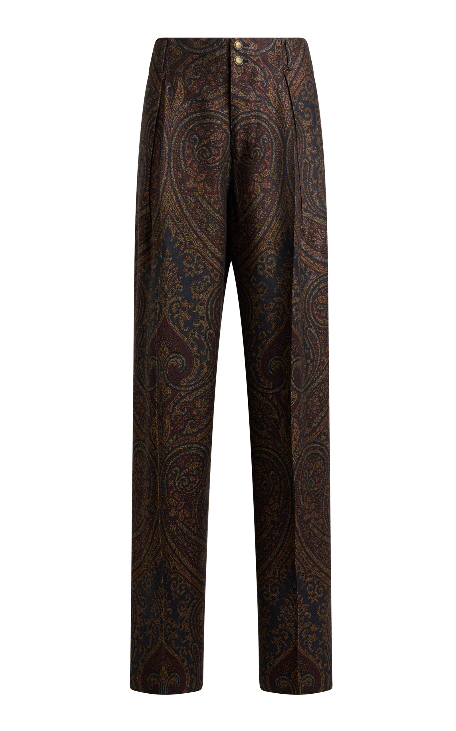 Etro Paisley Wool-blend Straight-leg Pants In Multi