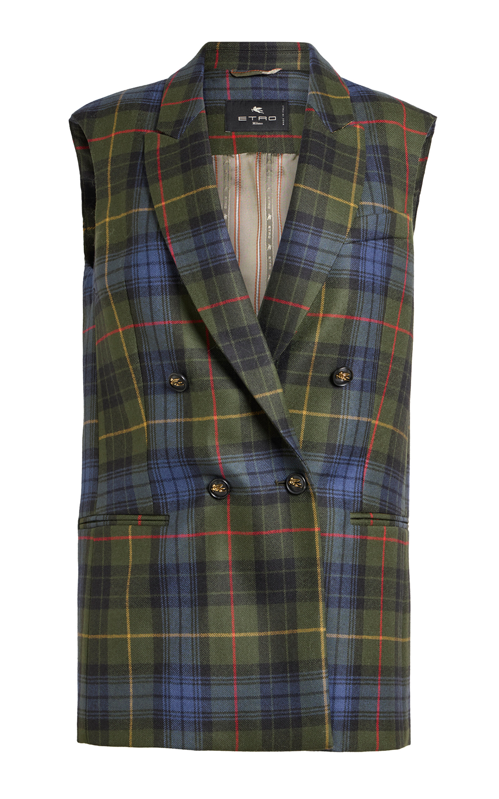 Etro Plaid Wool Vest In Multi