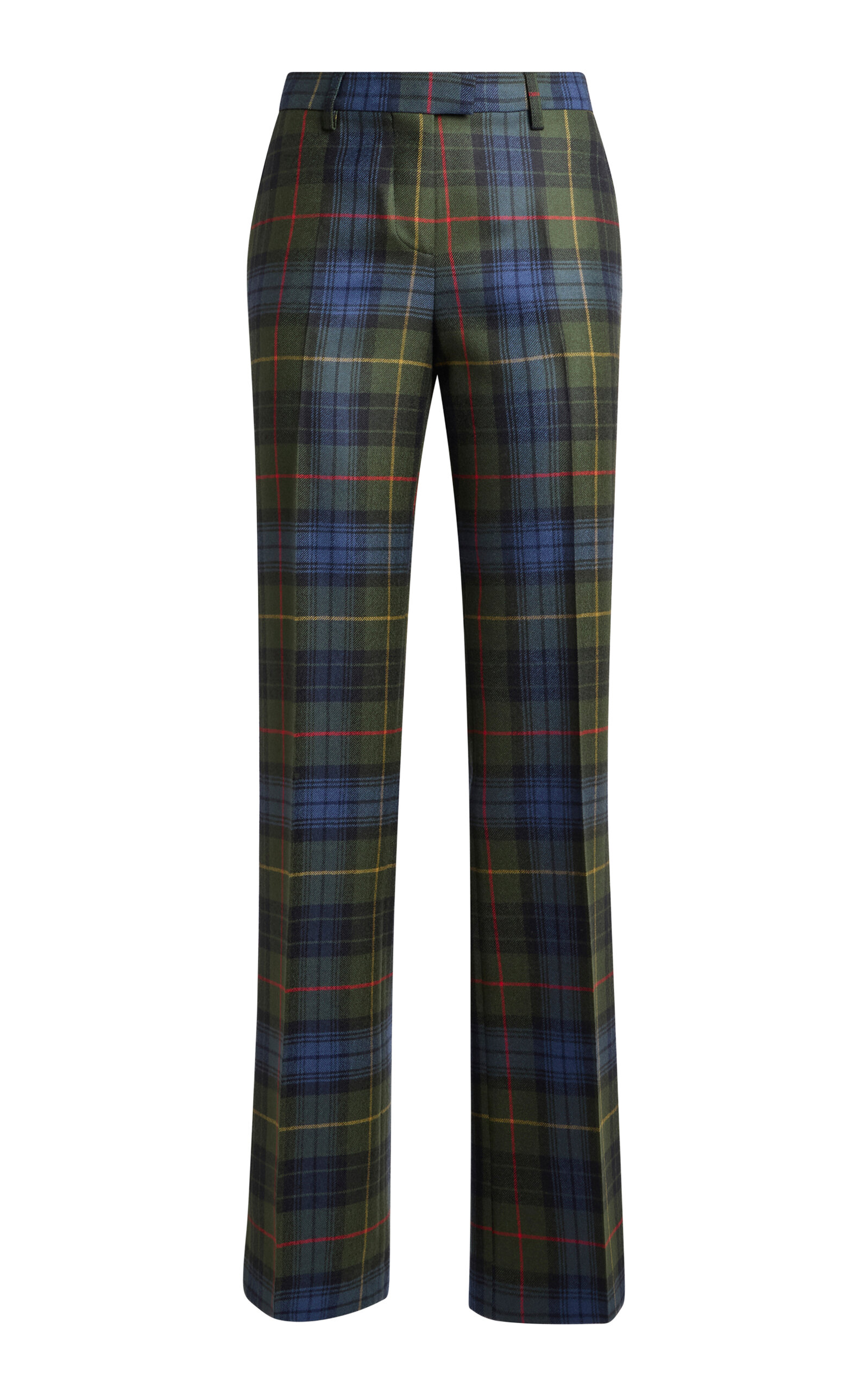Etro Plaid Wool Straight-leg Pants In Multi