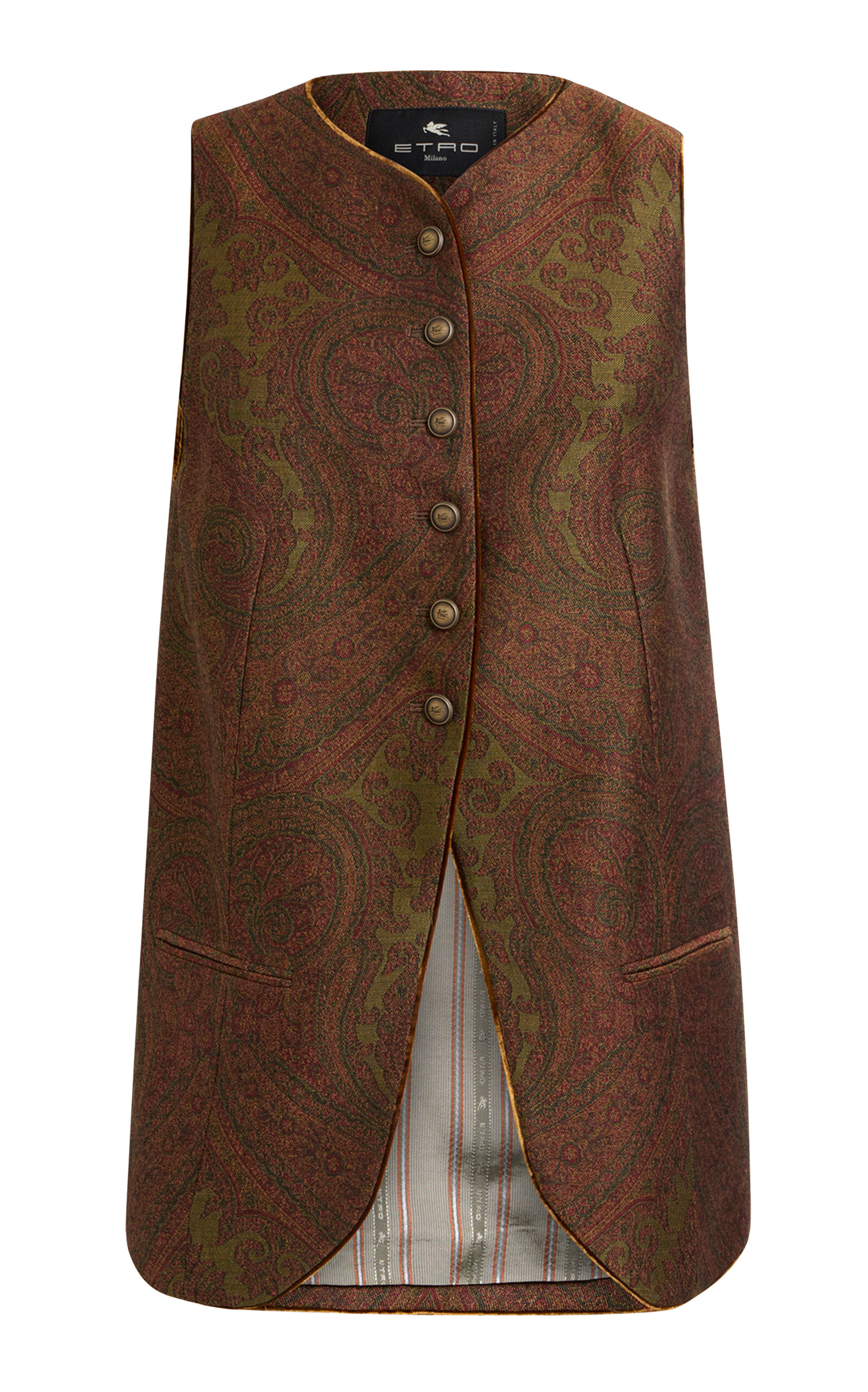 Etro Trimmed Wool-blend Vest In Neutral