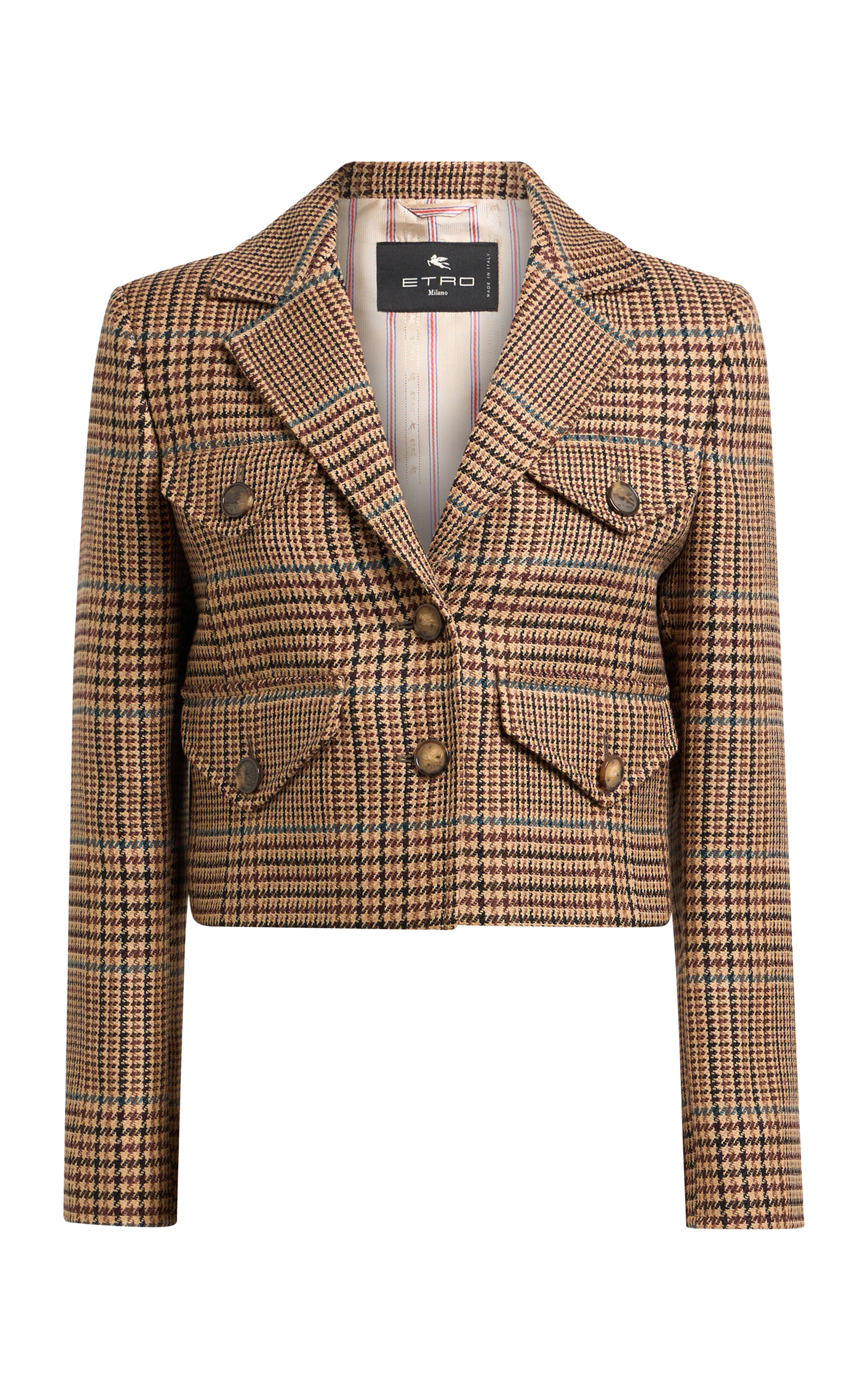Etro Cropped Wool Jacket In Neutral