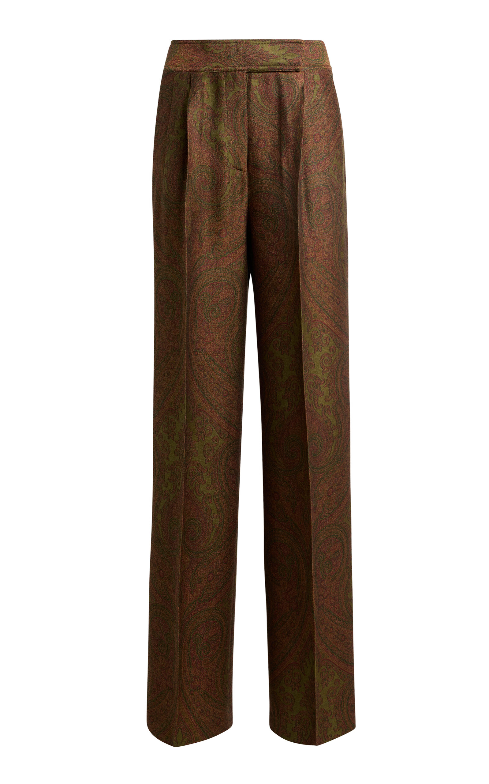 Etro Printed Wool-blend Wide-leg Pants In Multi