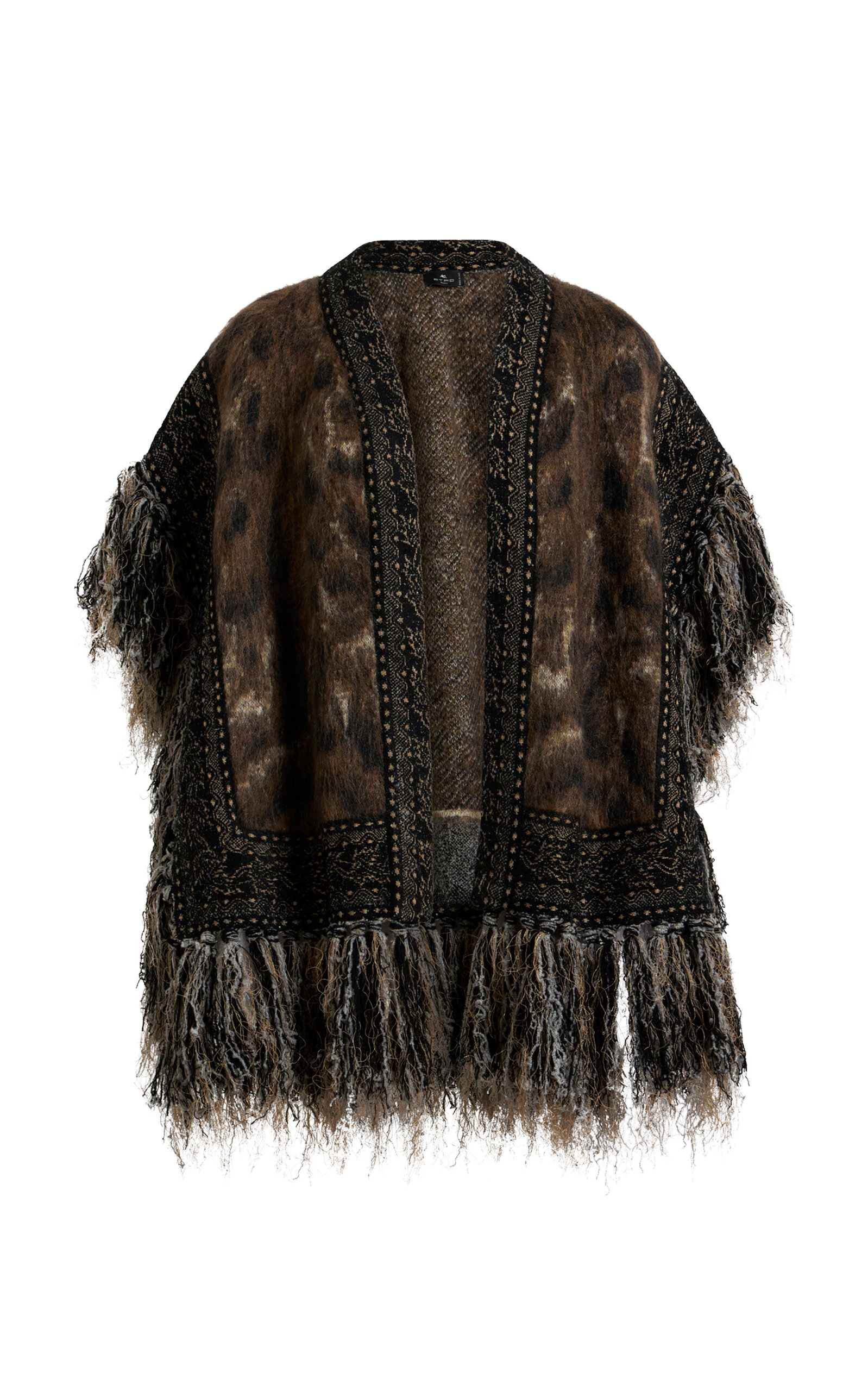 Etro Fringed Knit Cape In Multi