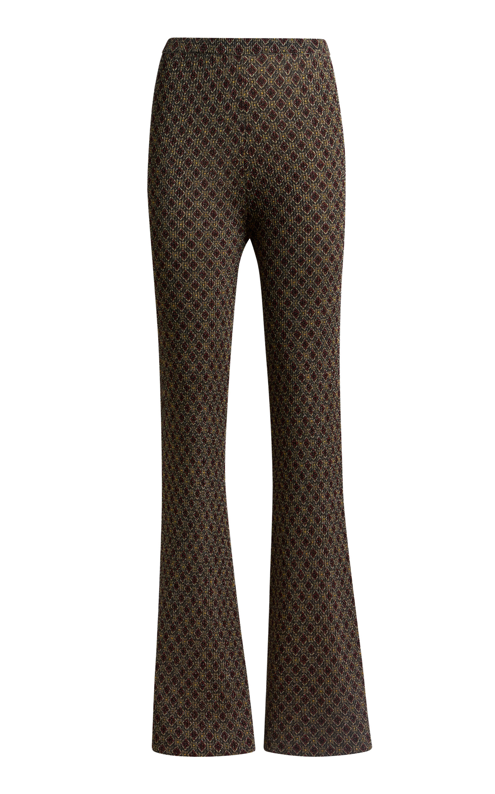 Etro Patterned Knit Flared Pants In Green