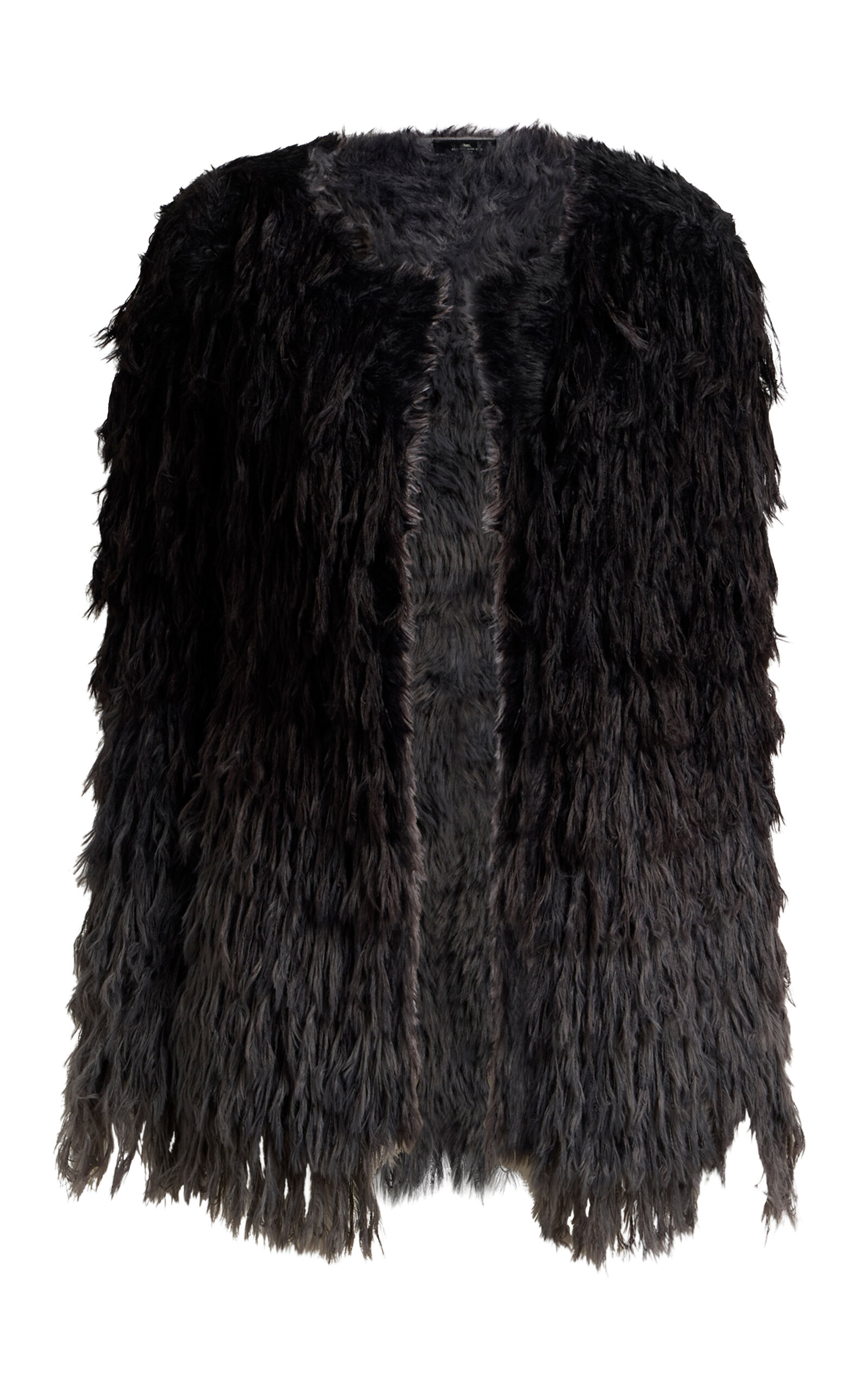 Etro Ombré Fringed Knit Jacket In Gray