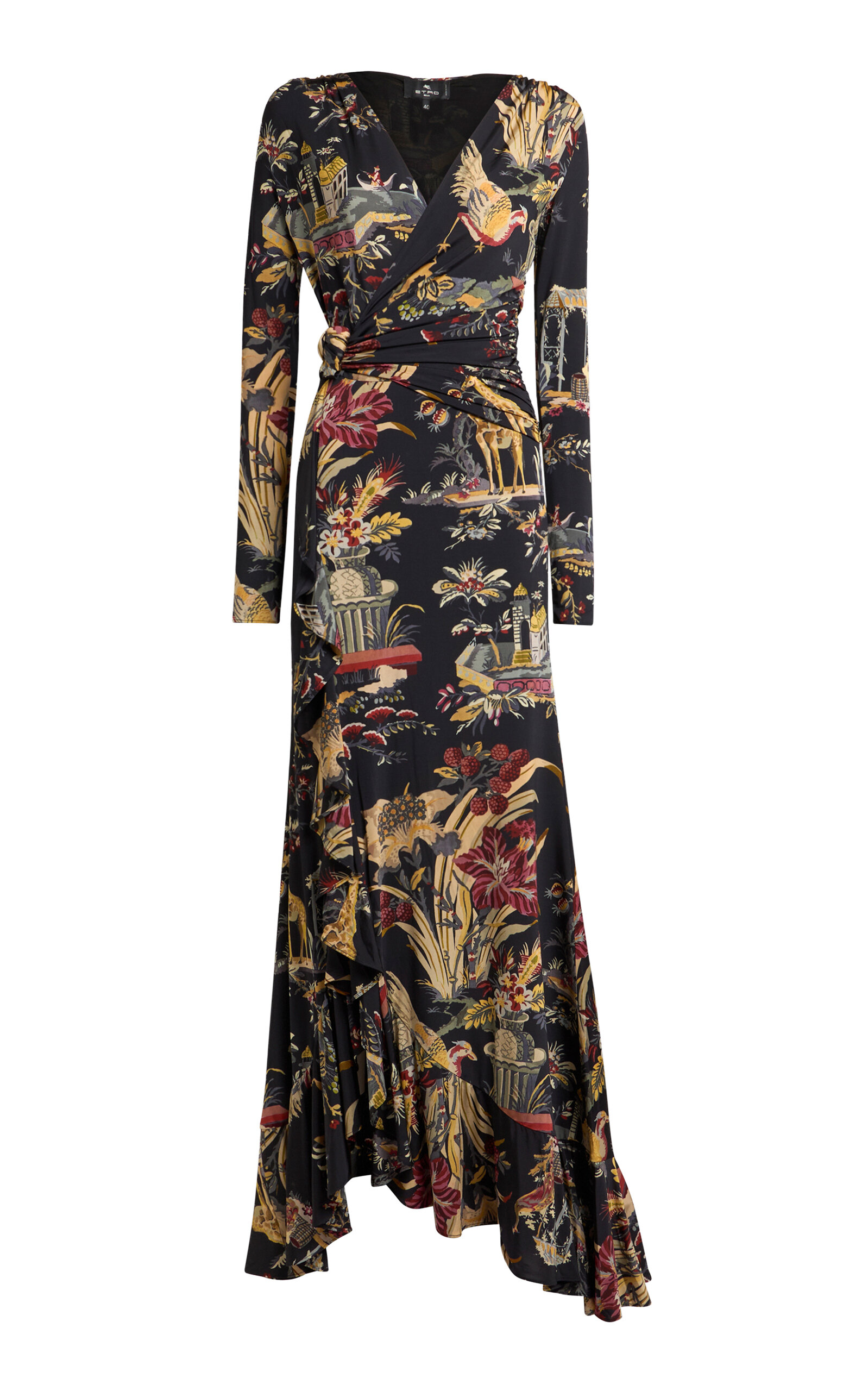 Etro Printed Wrap-front Maxi Dress In Multi