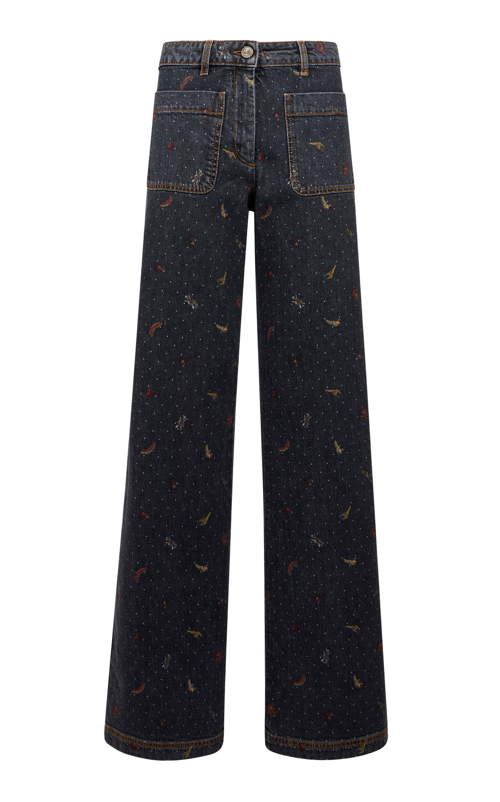 Etro Patterned Denim Flared Jeans In Blue