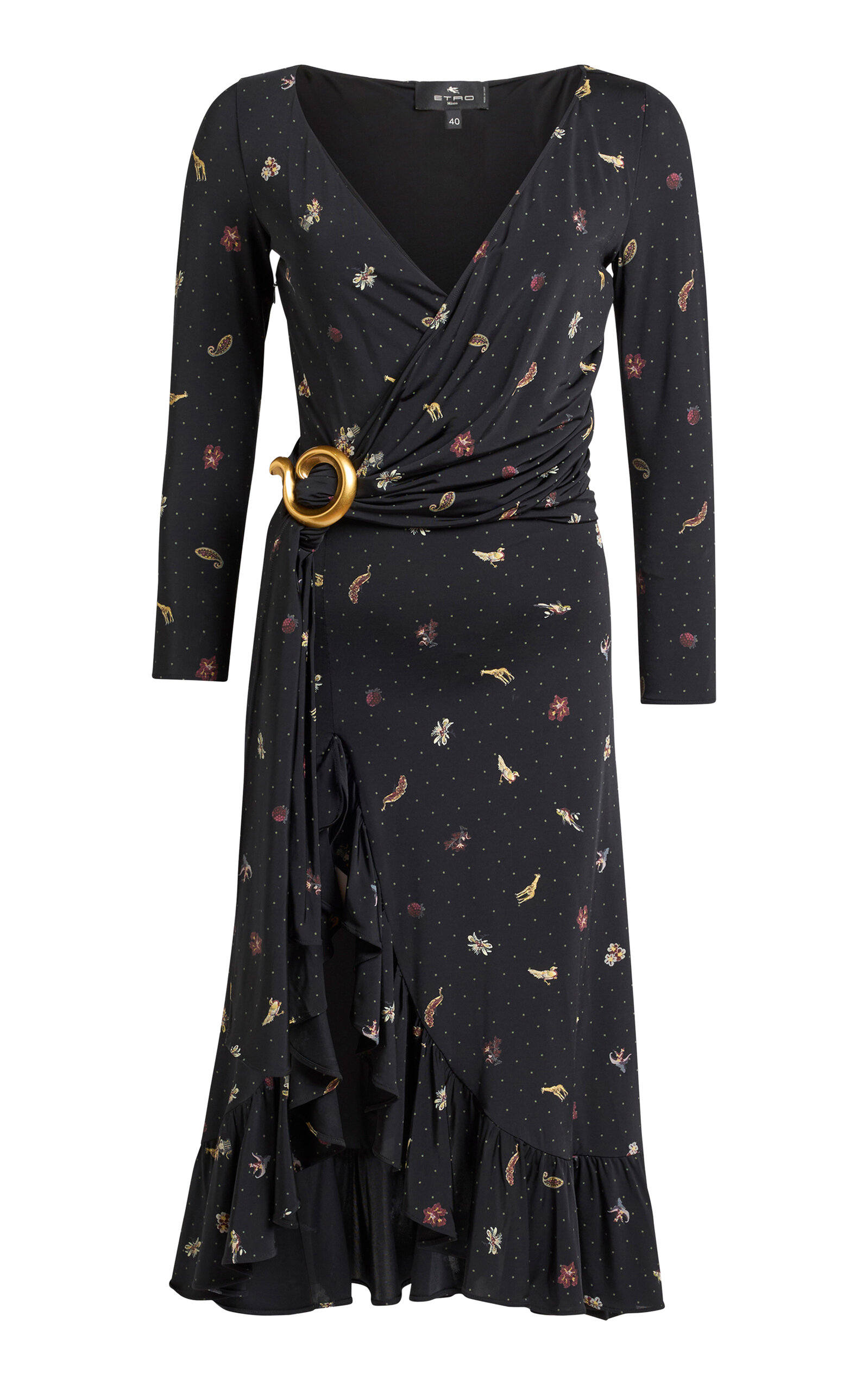 Etro Ruffled Midi Dress In Black