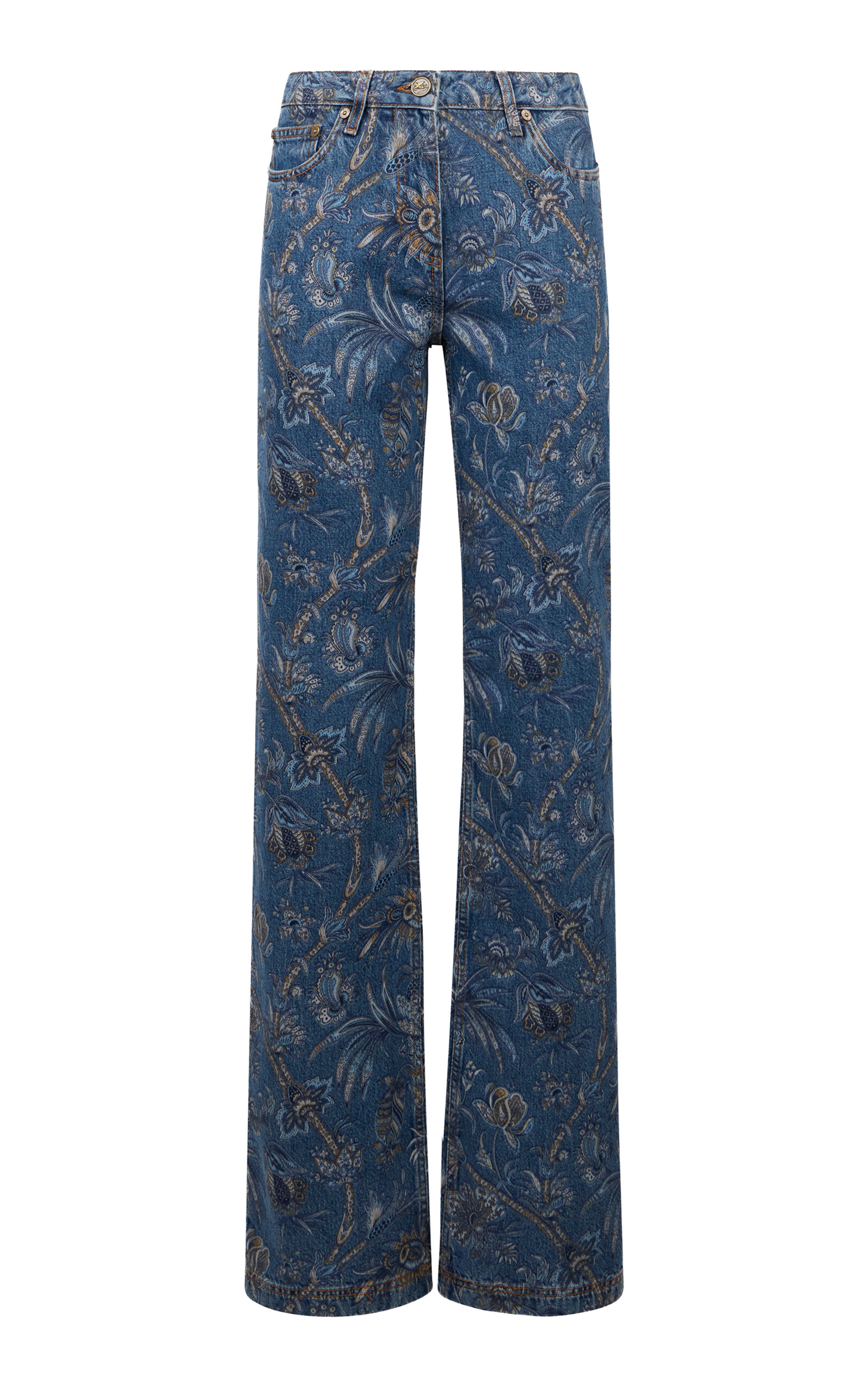 Etro Patterned Denim Straight-Leg Jeans