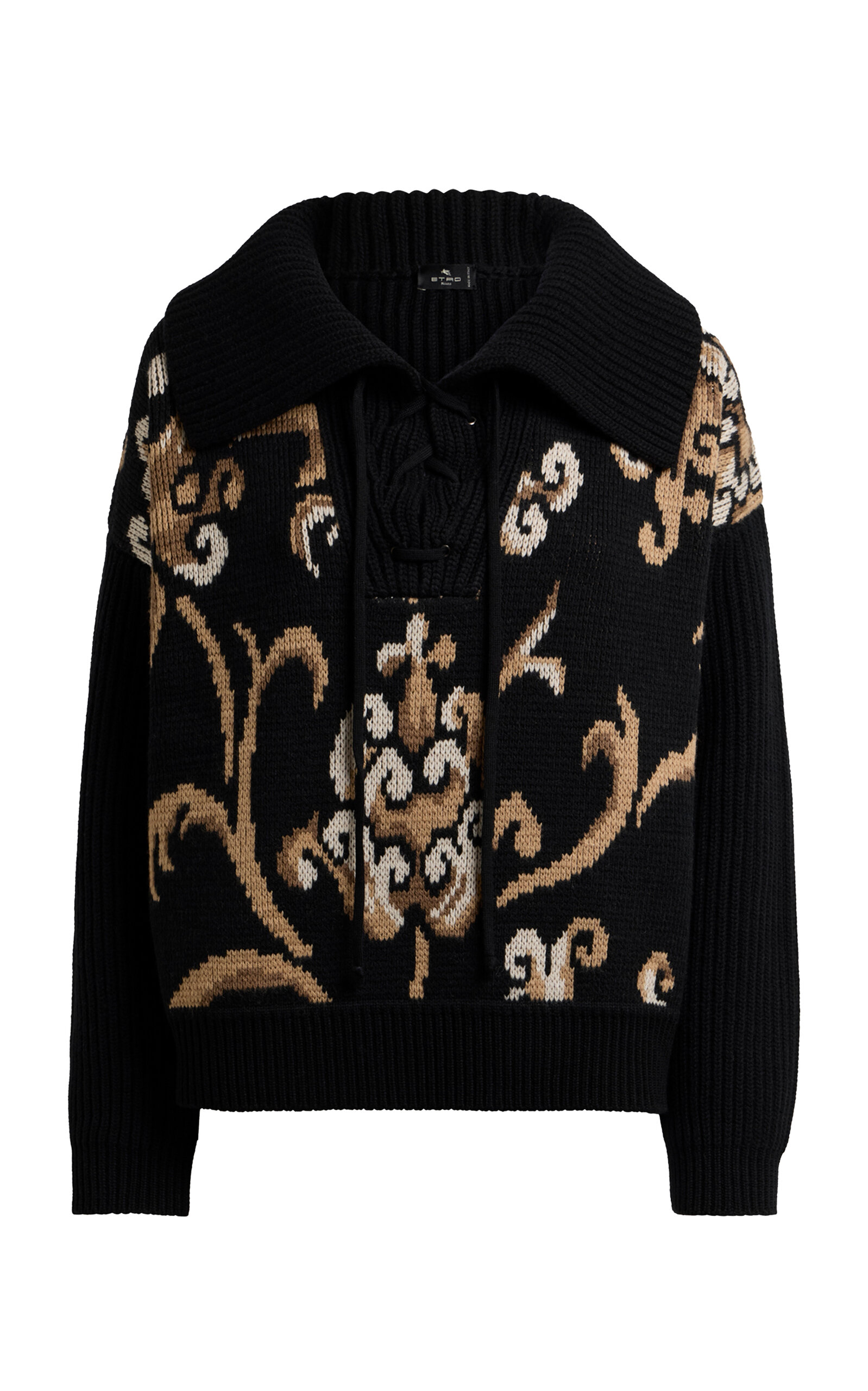 Etro Patterned Wool Sweater In Black