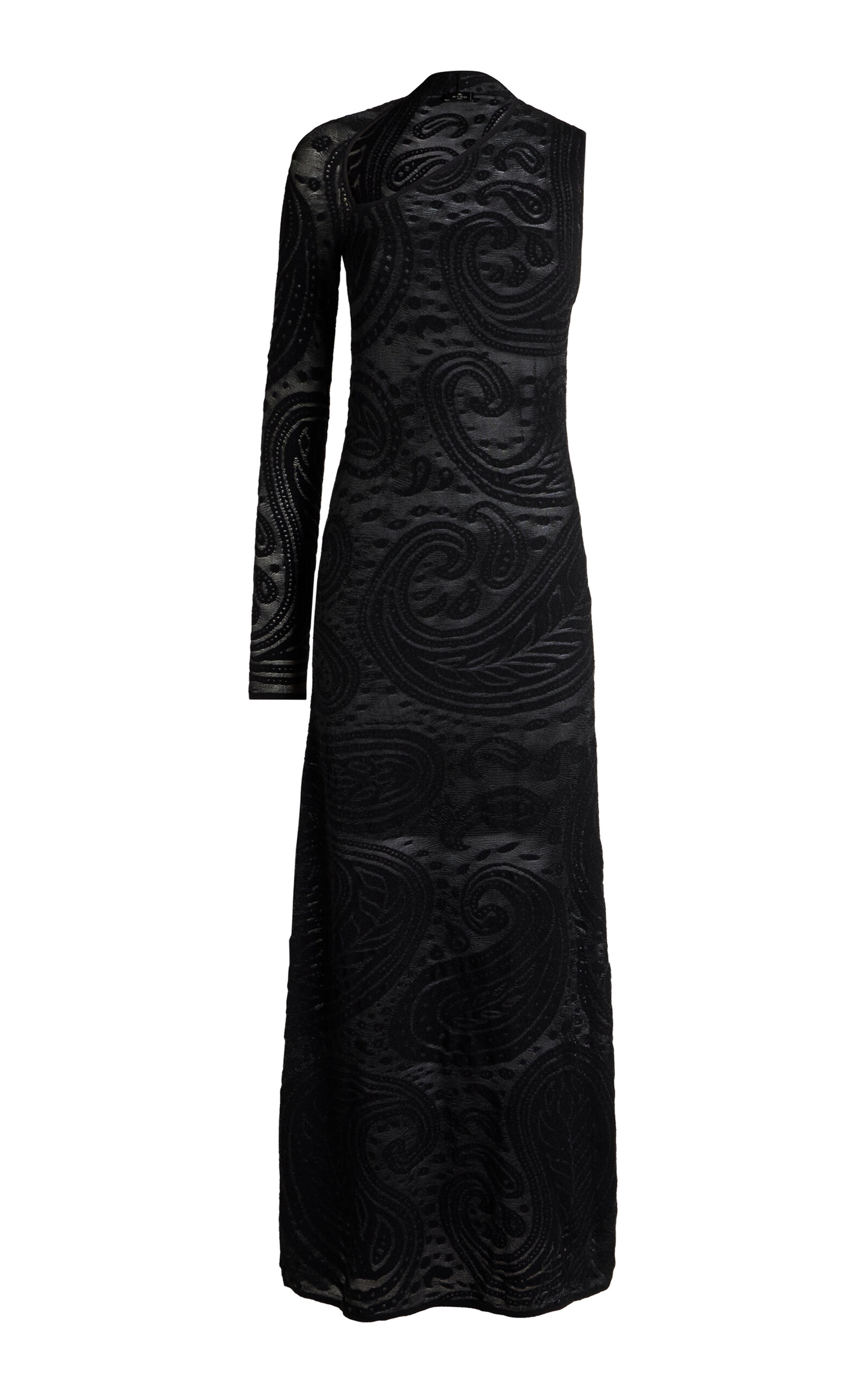 Etro One-shoulder Stretch-velvet Maxi Dress In Black