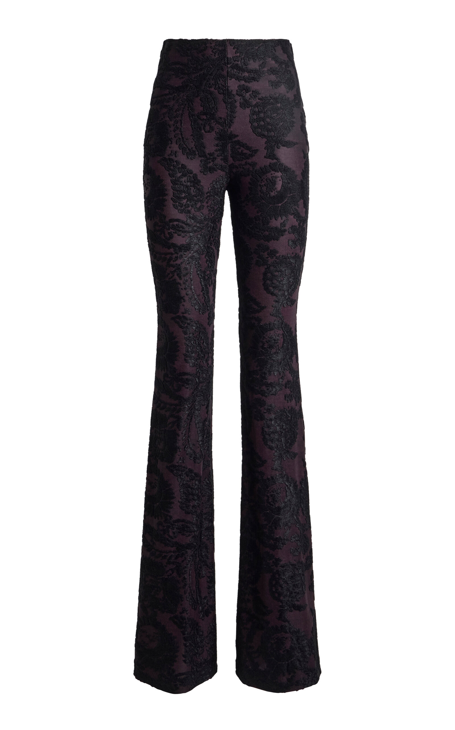 Etro Printed Stretch-velvet Flared Pants In Black