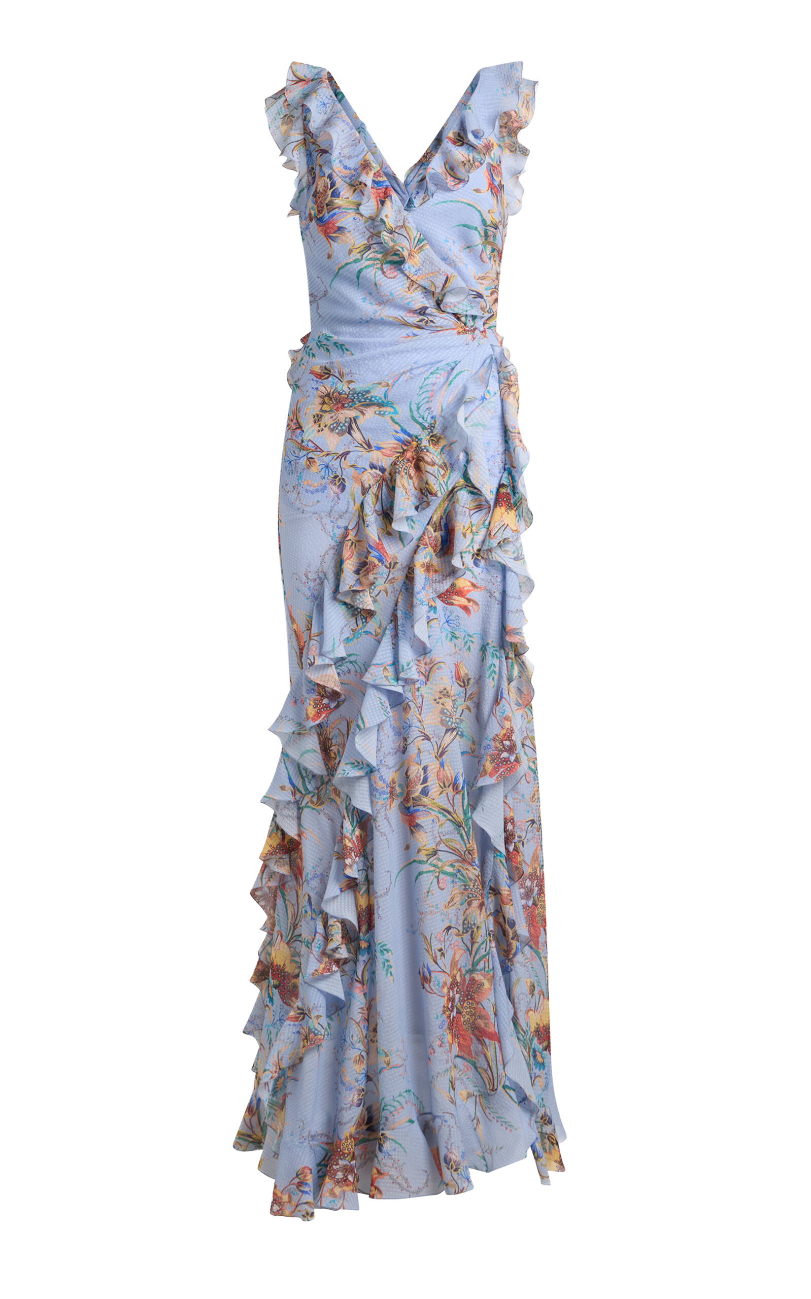 Etro Ruffled Maxi Dress In Blue