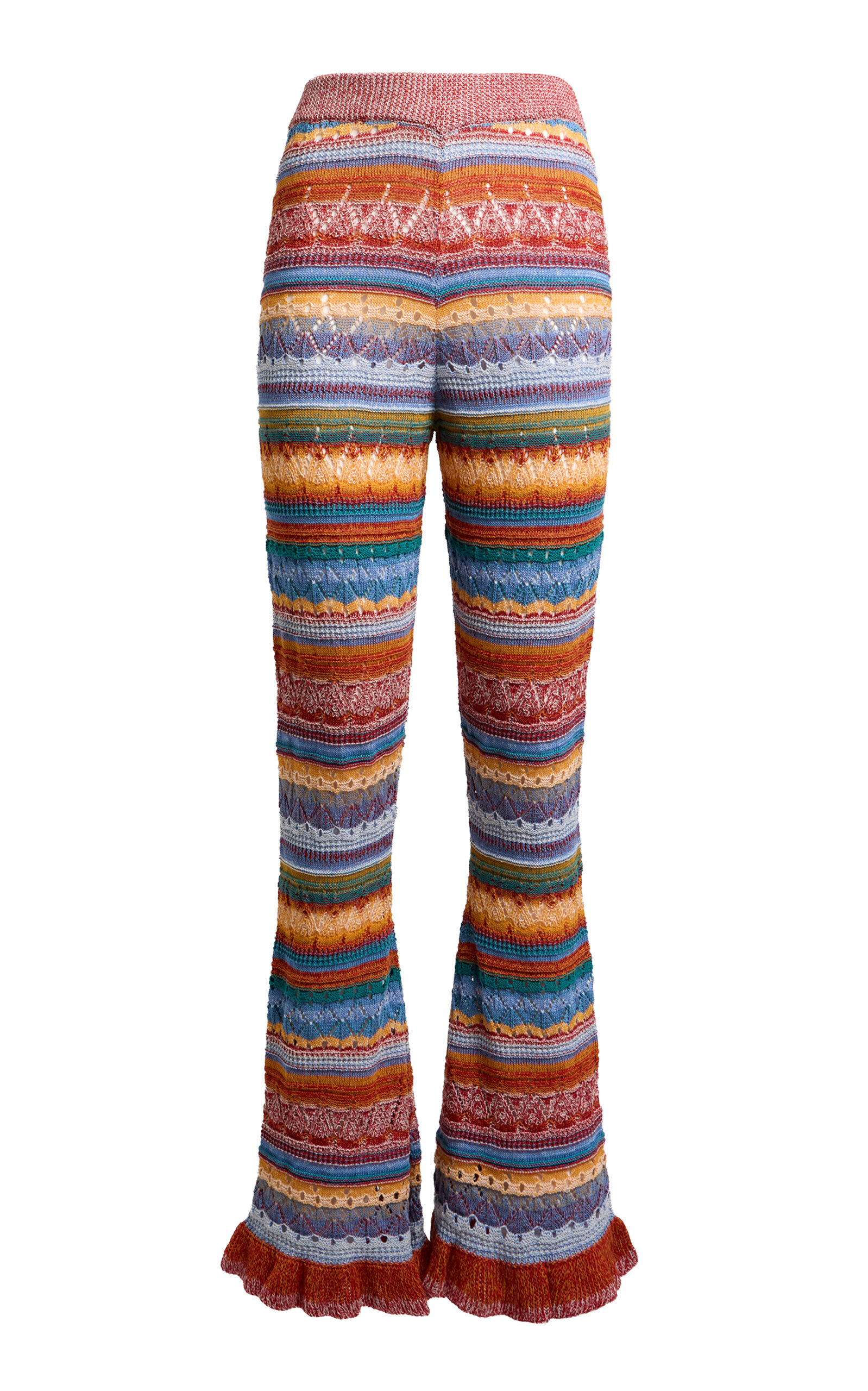 Etro Patterned Knit Cotton Flared Pants In Multi