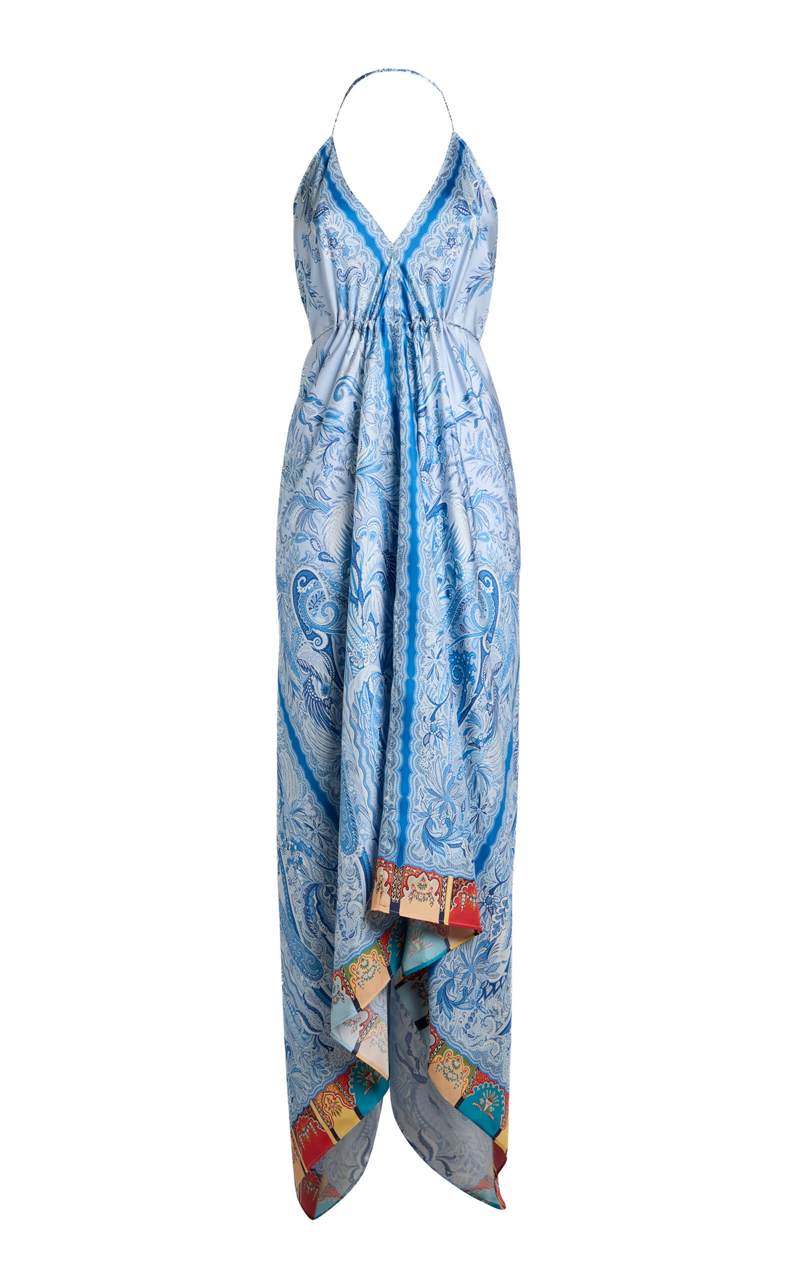 Etro Patterned Halter Neck Midi Dress In Blue